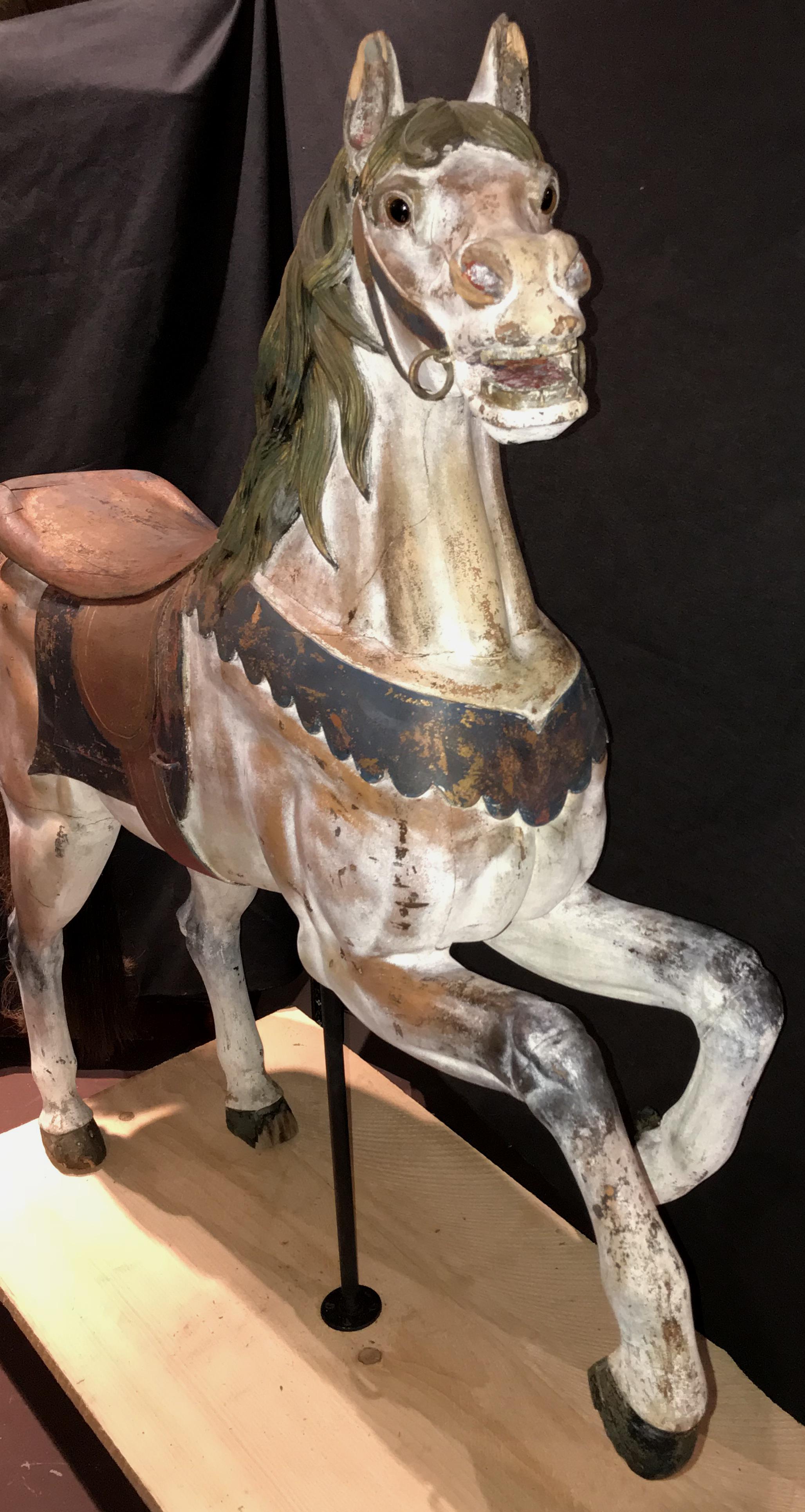 Hand-Carved Philadelphia Toboggan Co Polychrome Carved Wooden Carousel Horse