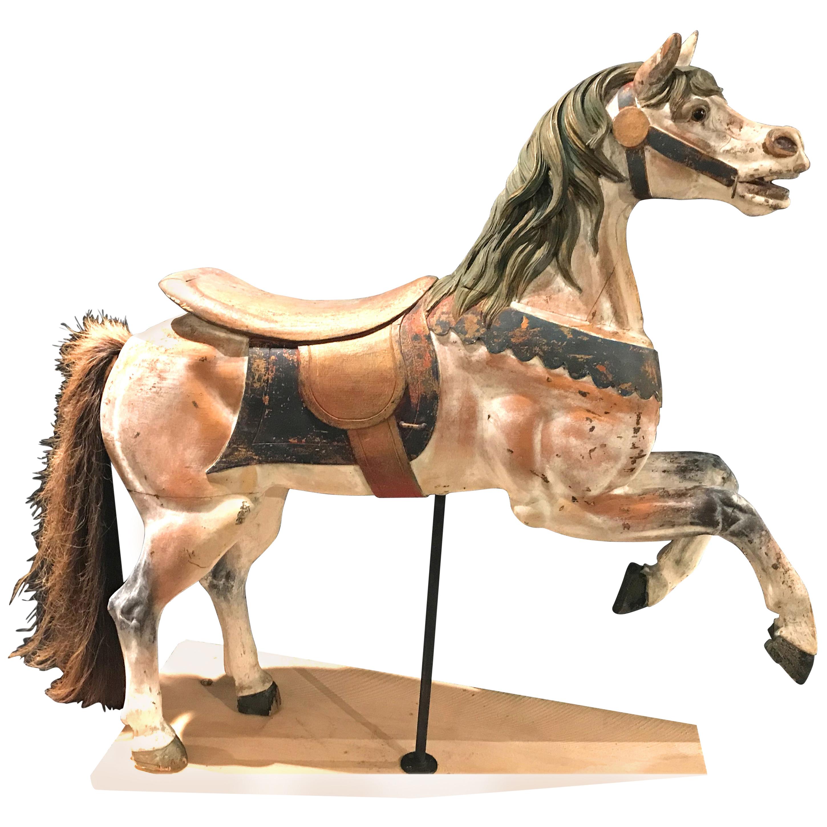 Philadelphia Toboggan Co Polychrome Carved Wooden Carousel Horse