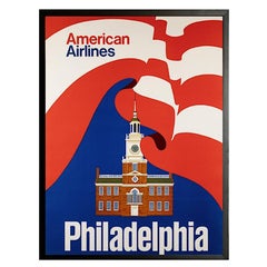 "Philadelphia" Used American Airlines Travel Poster, circa 1960s