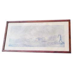 Philae Island, framed engraving, XIXth century