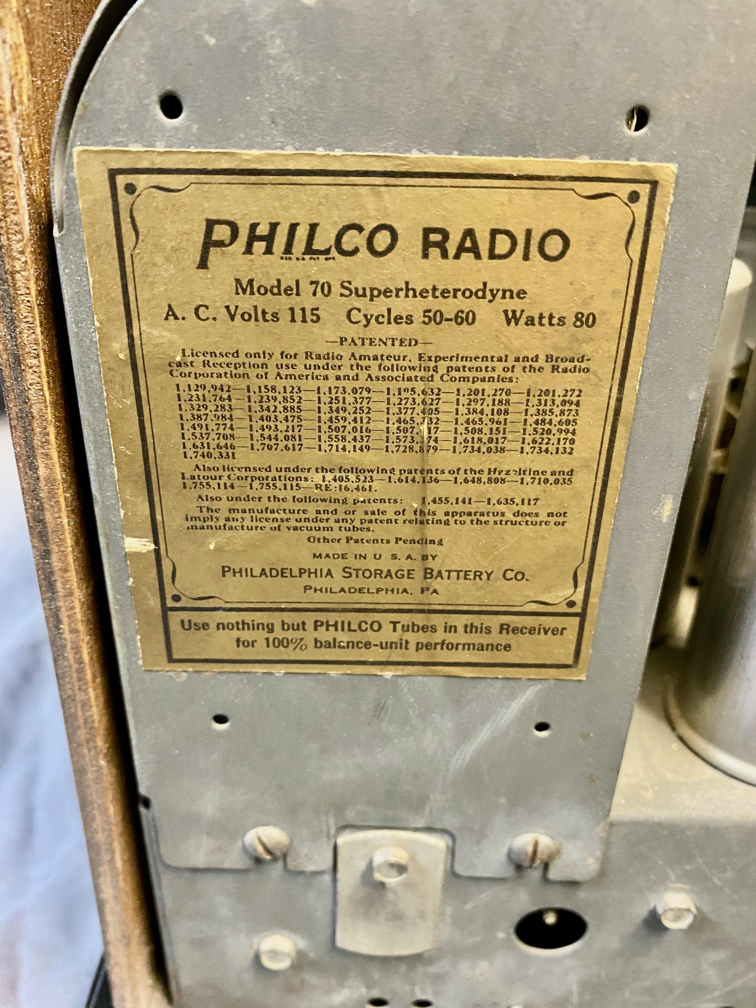 Art Deco Philco Restored Tube Radio Model 70 Cathedral '1933' with MiniJack for Bluetooth