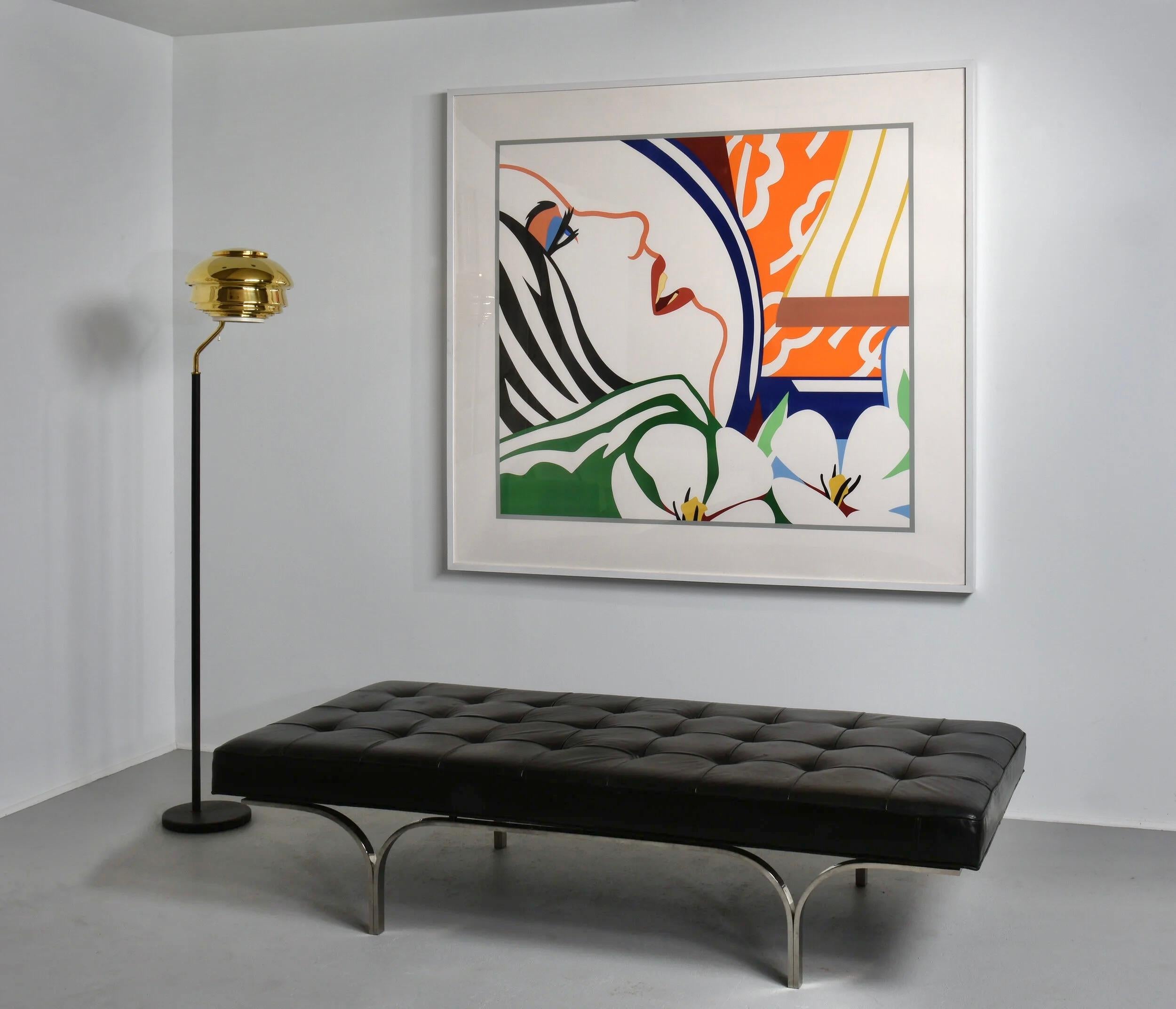 Mid-Century Modern Banc Philharmonic en cuir noir capitonné Erwine & Estelle Laverne 1961 en vente