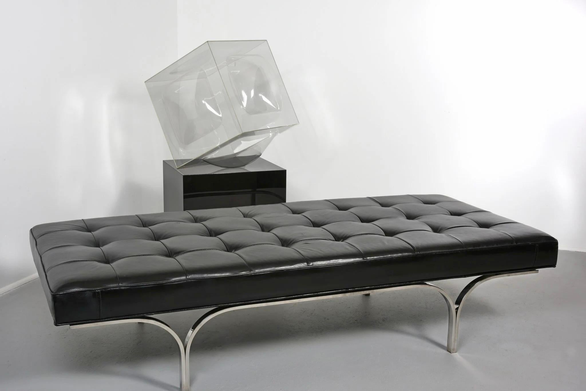 Banc Philharmonic en cuir noir capitonné Erwine & Estelle Laverne 1961 Bon état - En vente à Troy, MI