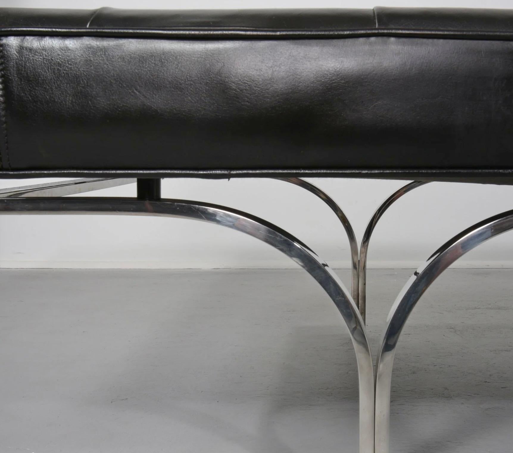 Banc Philharmonic en cuir noir capitonné Erwine & Estelle Laverne 1961 en vente 1