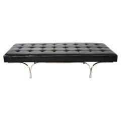 Philharmonic Bench in Tufted Black Leather by Erwin and Estelle Laverne 1961