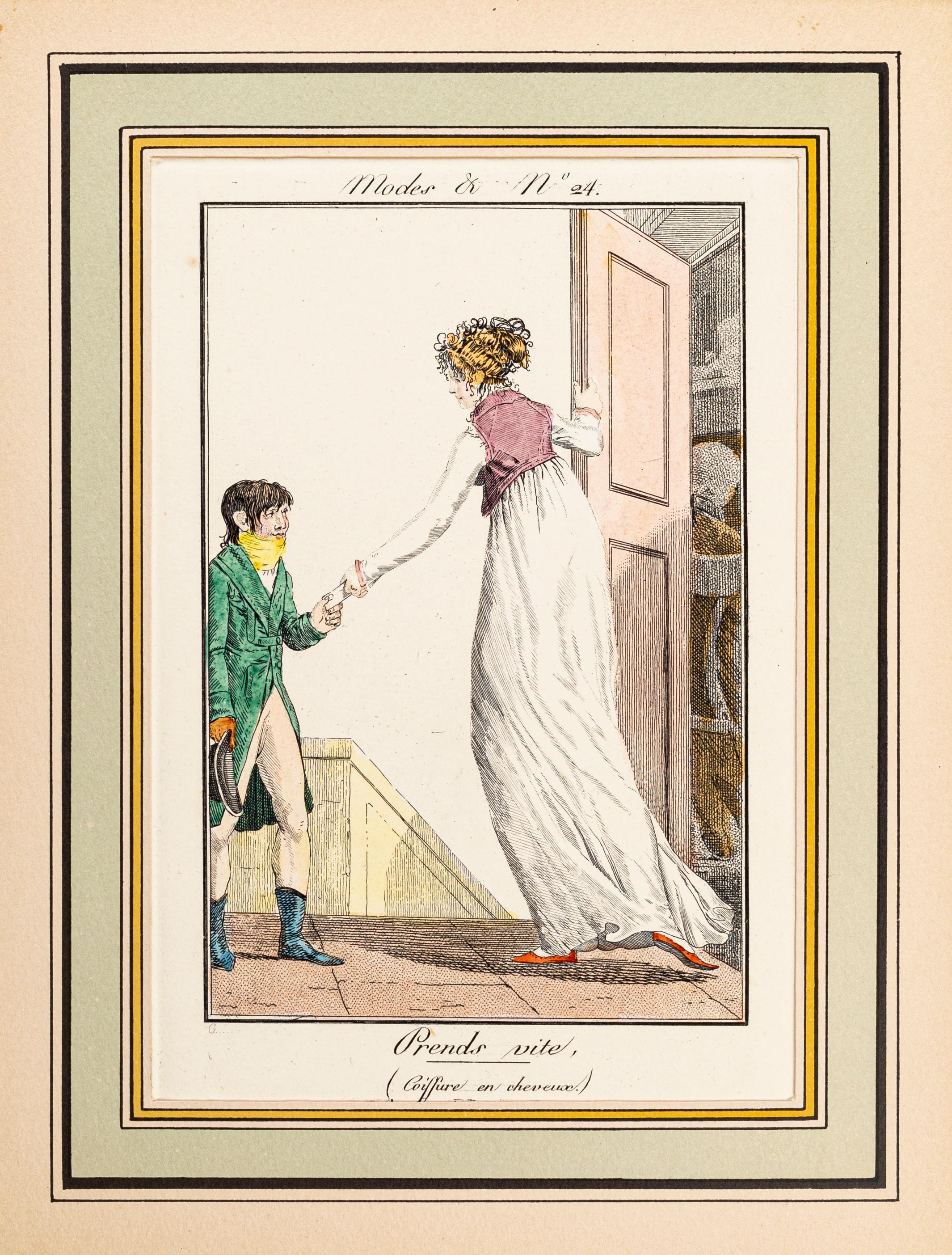Philibert-Louis Debucourt Figurative Print - Prends Vite - From Modes et Manières du jour à Paris...