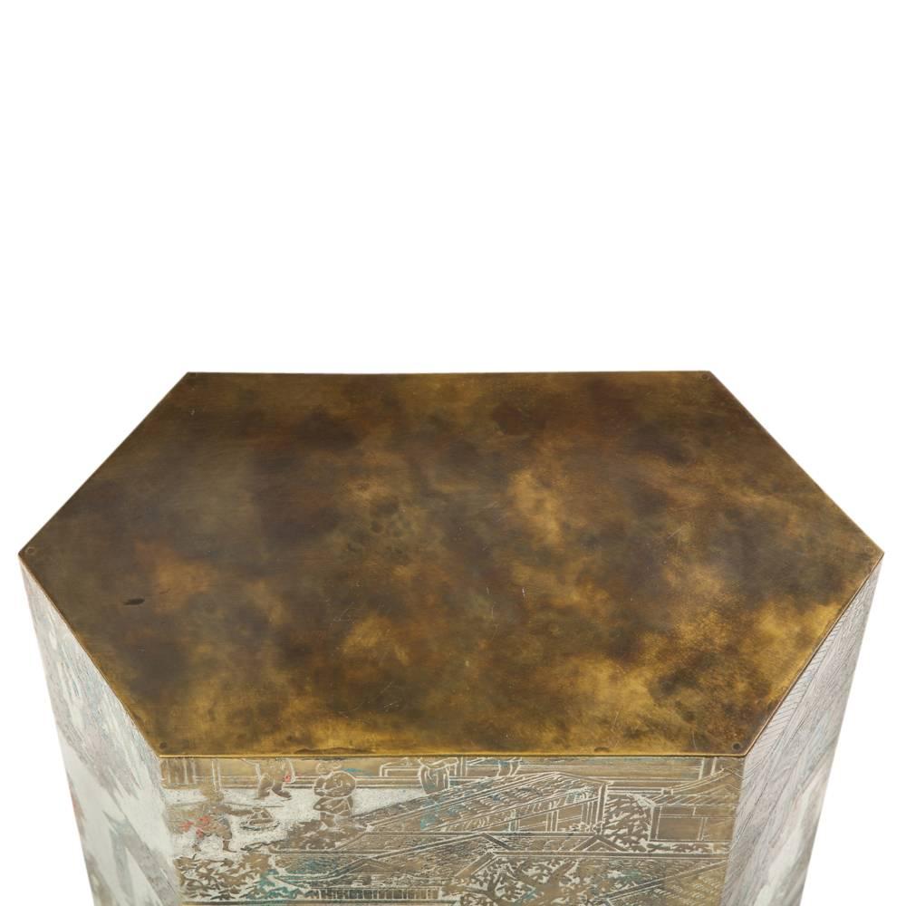 Philip & Kelvin Laverne Side Table, Bronze, Chan Series, Signed In Good Condition In New York, NY