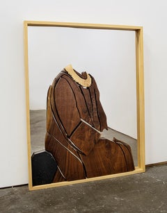 "Old Talks With New Icons: Much Respect Due" Mix Media Wood Sculpture, Frame
