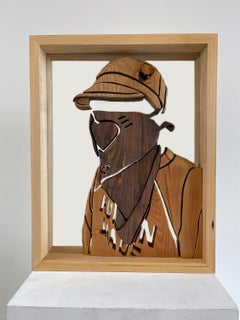 "Old Talks With New Icons: Take it Easy" MixMedia Wood Sculpture, Basswood Frame
