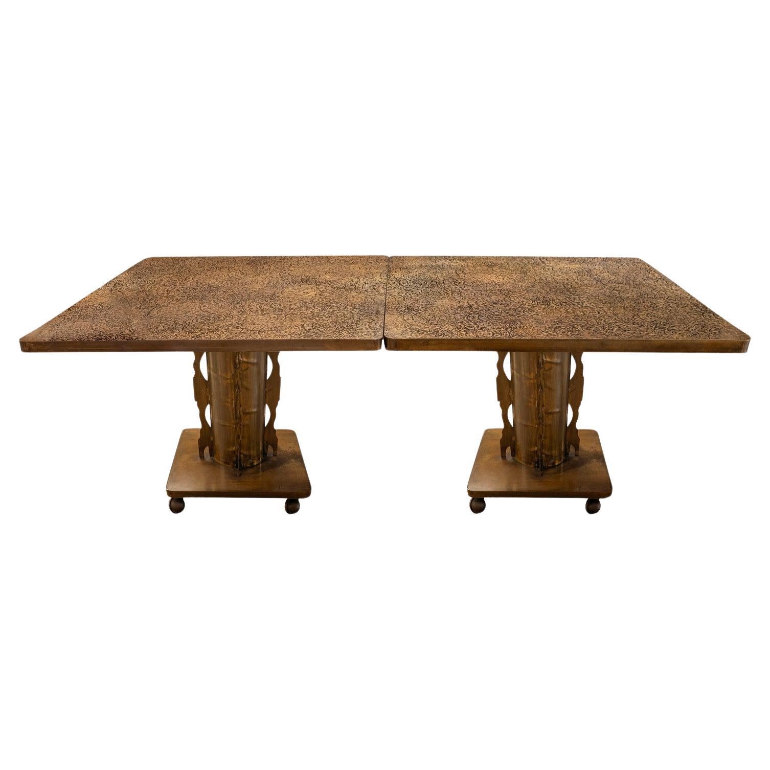 Philip and Kelvin LaVerne 2 Stück "Etruscan Spiral Dining Table" 1960s (Signiert)