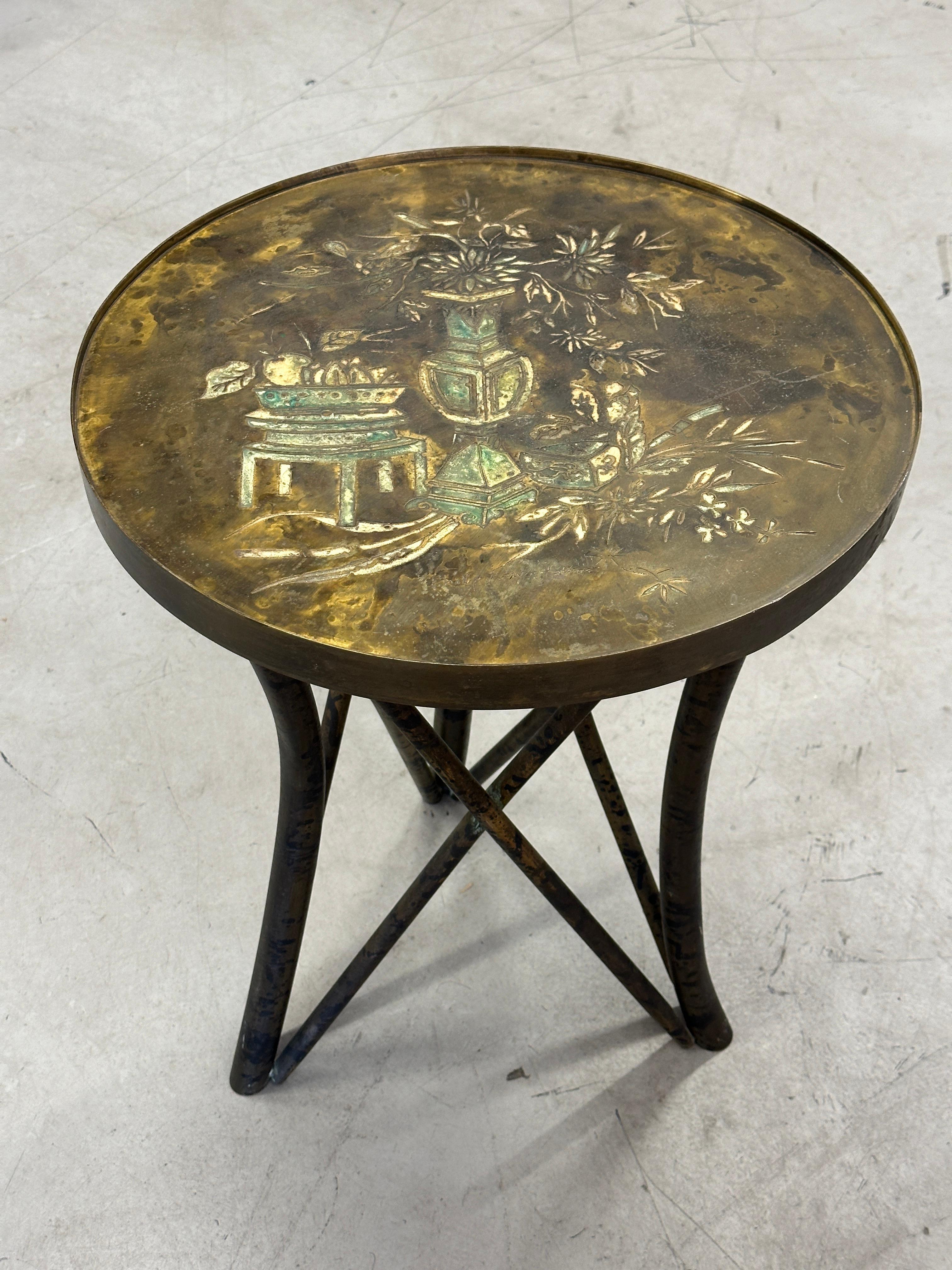 Hand-Crafted Philip and Kelvin Laverne Acid Etched Floral Design Table