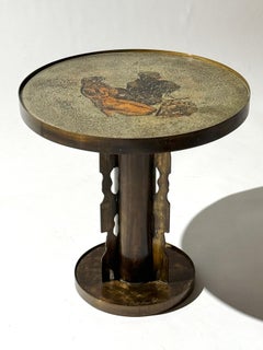 Philip and Kelvin LaVerne Table d'appoint à piédestal rond en bronze d'après Picasso