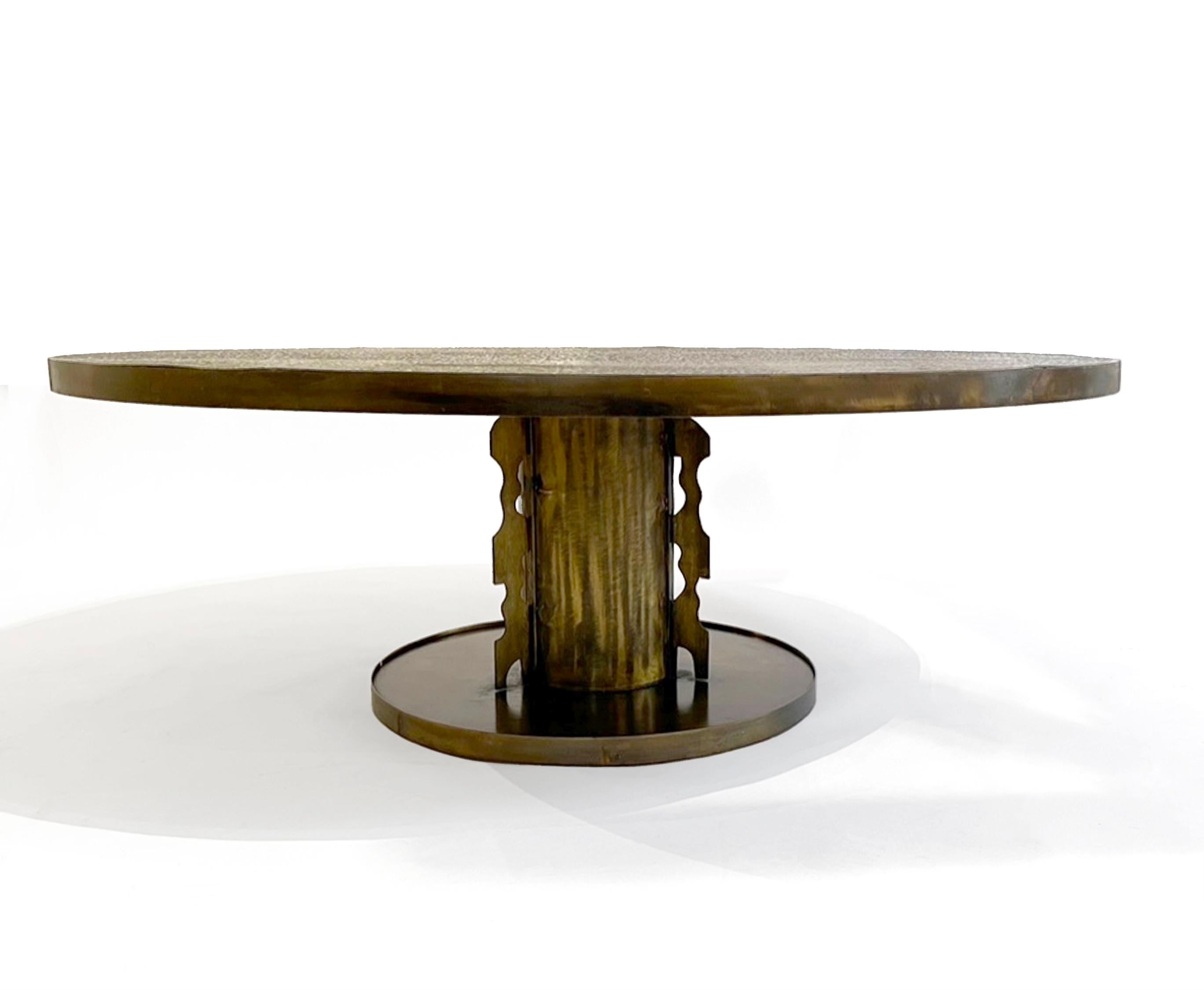 Mid-Century Modern Philip and Kelvin LaVerne Bronze Round Coffee Table