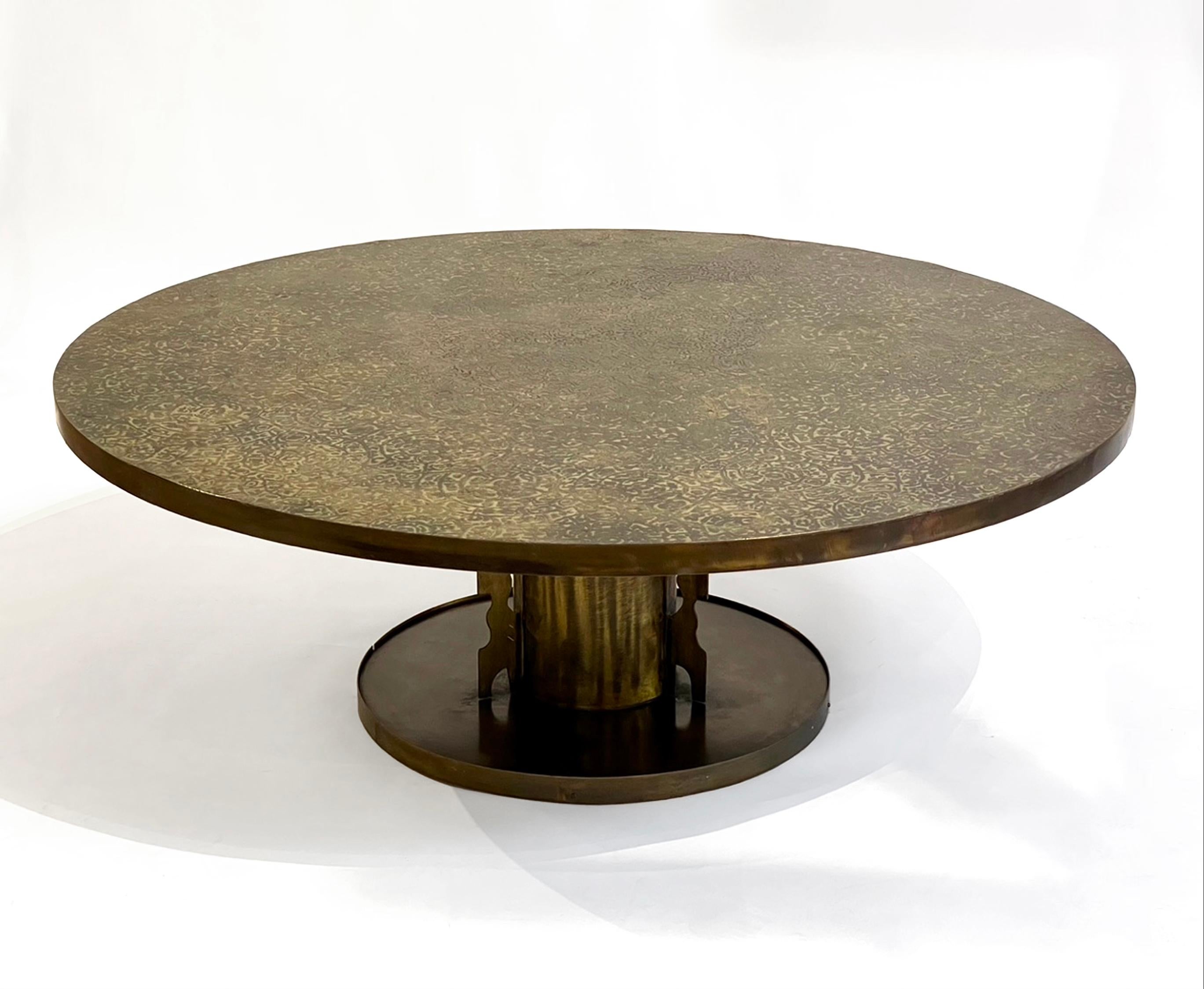 American Philip and Kelvin LaVerne Bronze Round Coffee Table