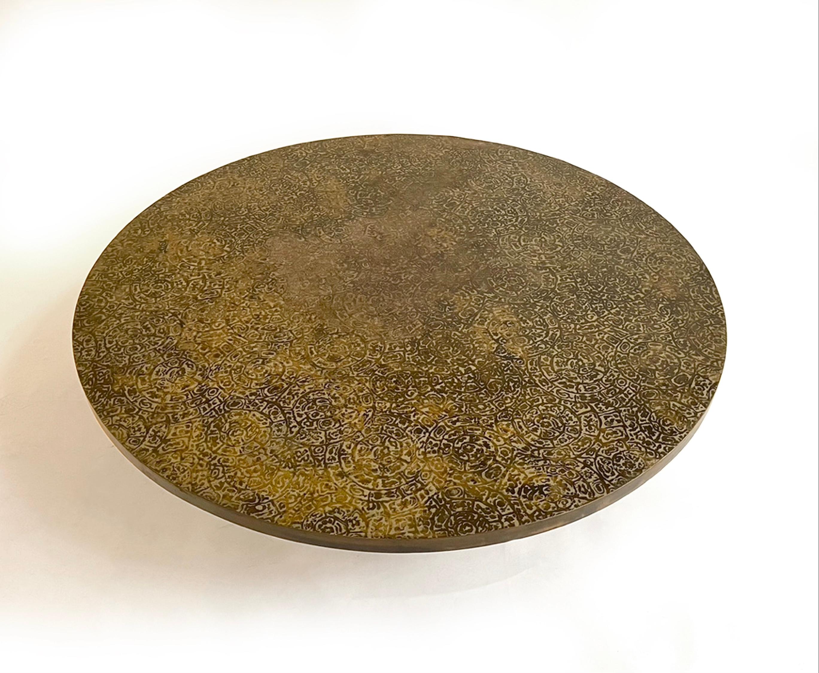 Hand-Crafted Philip and Kelvin LaVerne Bronze Round Coffee Table