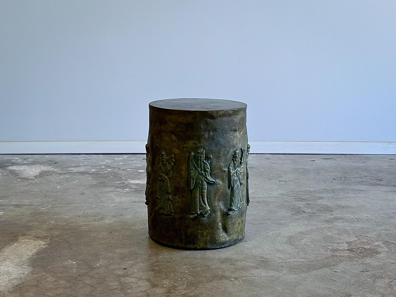 Mid-Century Modern Philip and Kelvin Laverne Bronze Figural Side or End Table, Signed For Sale