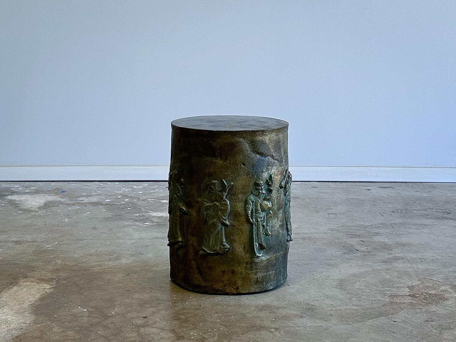 American Philip and Kelvin Laverne Bronze Figural Side or End Table, Signed For Sale