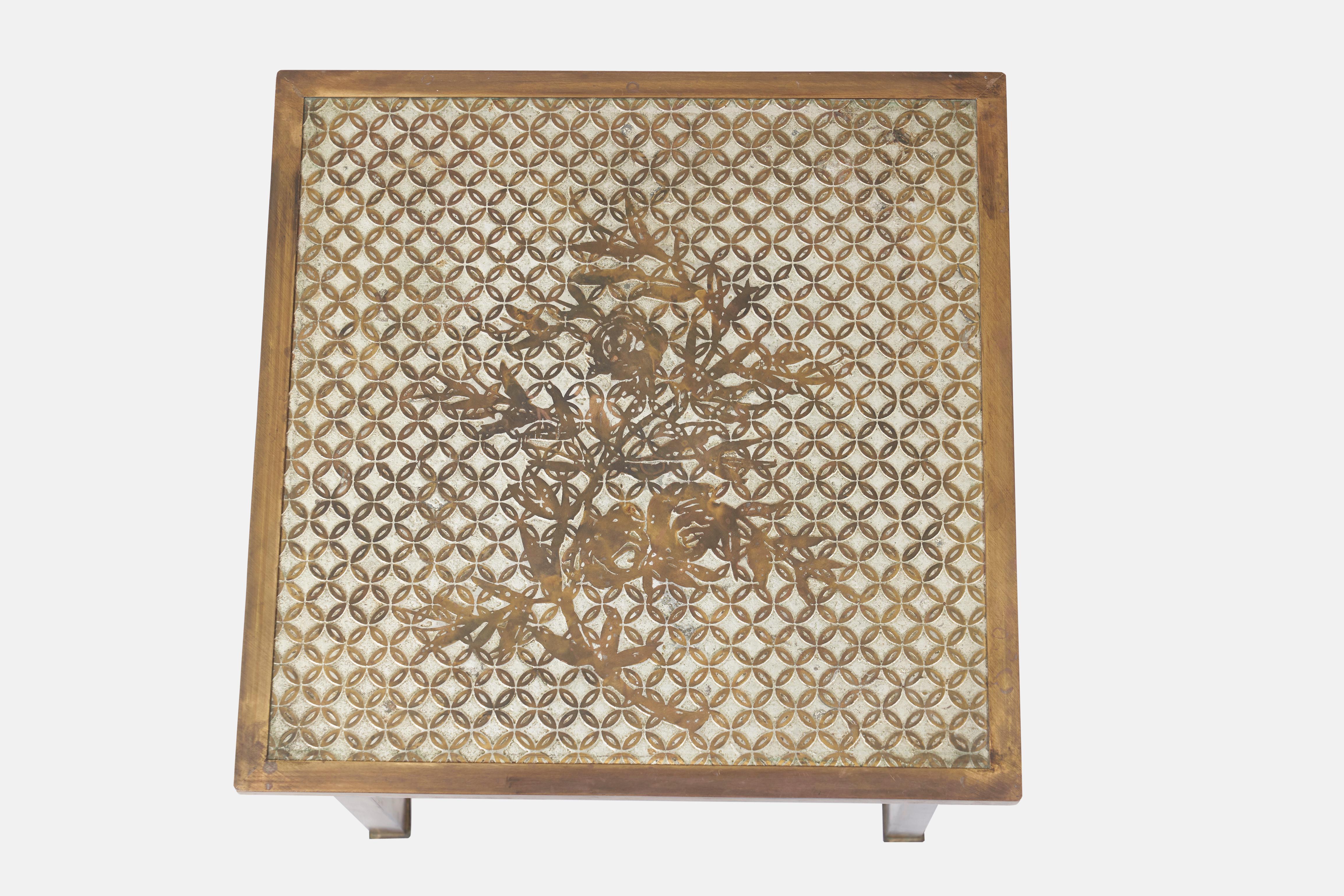 Mid-Century Modern Philip and Kelvin LaVerne Bronze Kuan Su Side Table
