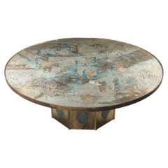 Philip and Kelvin LaVerne “Chan” Coffee Table, Acid Etched Brass, 1960s