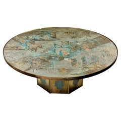 Philip and Kelvin LaVerne “Chan” Coffee Table, Acid Etched Brass, 1960s