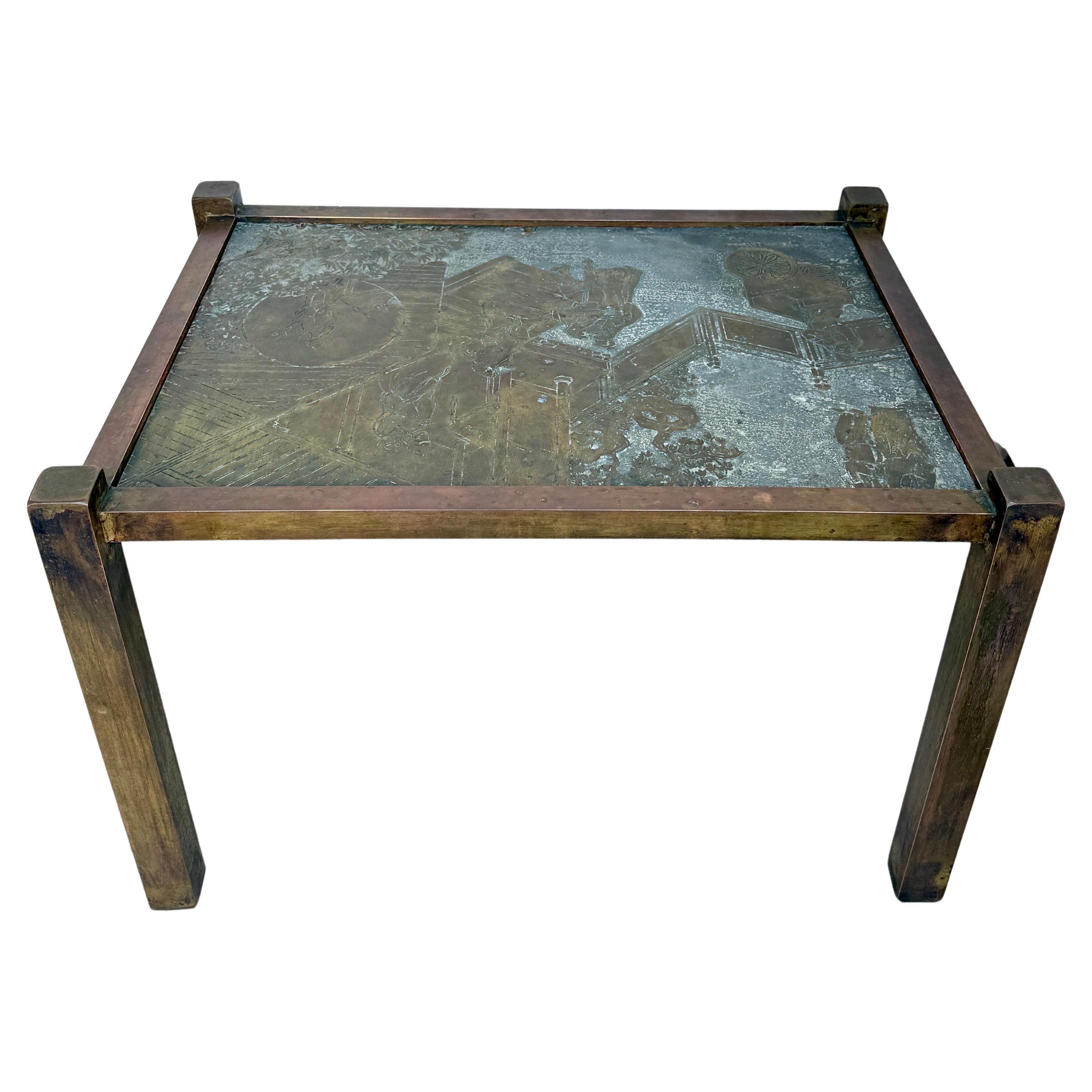 Philip and Kelvin LaVerne Chan Rectangular Side Table in Bronze For Sale