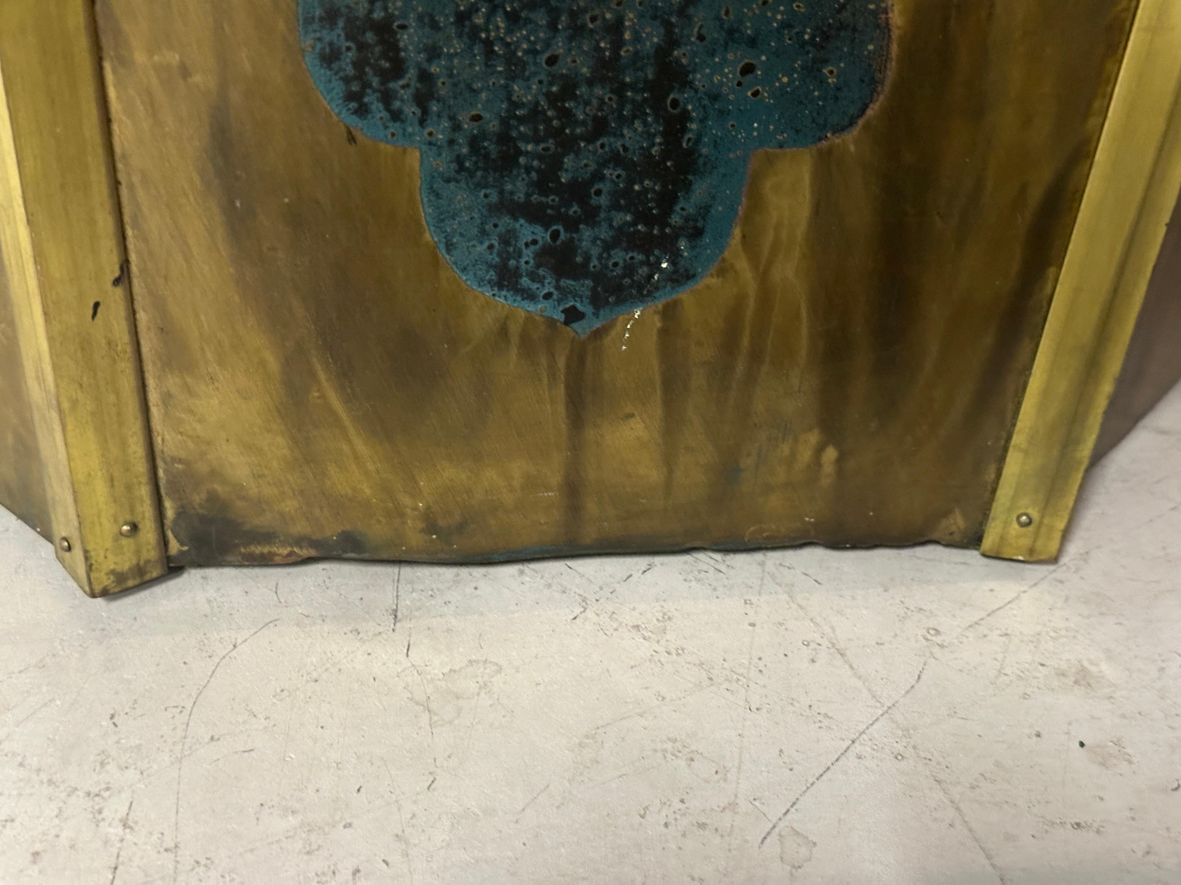 Philip and Kelvin Laverne Chan Table with Blue Enamel Base In Good Condition In Palm Springs, CA