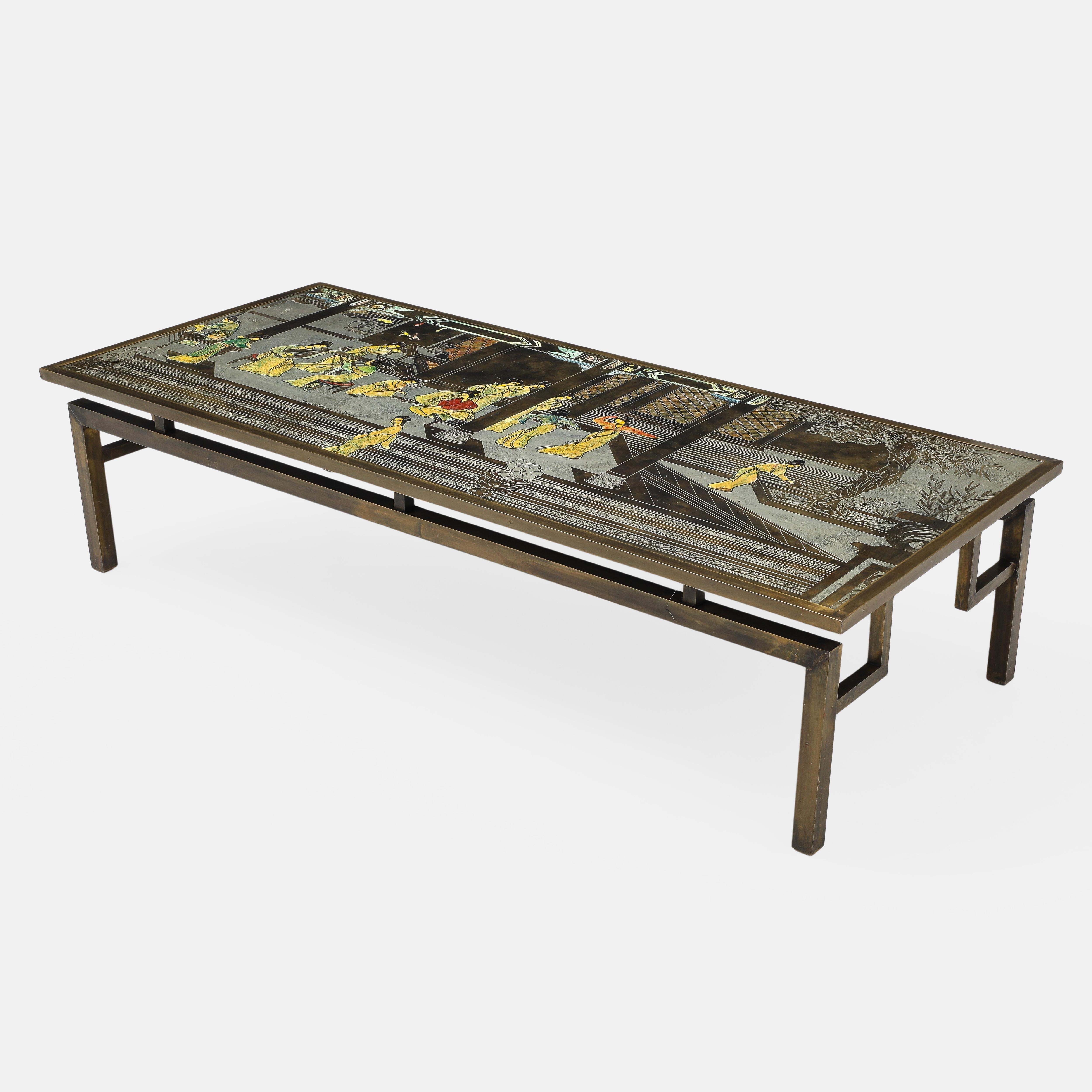 American Philip and Kelvin LaVerne Chin Ying Rectangular Coffee Table in Bronze For Sale