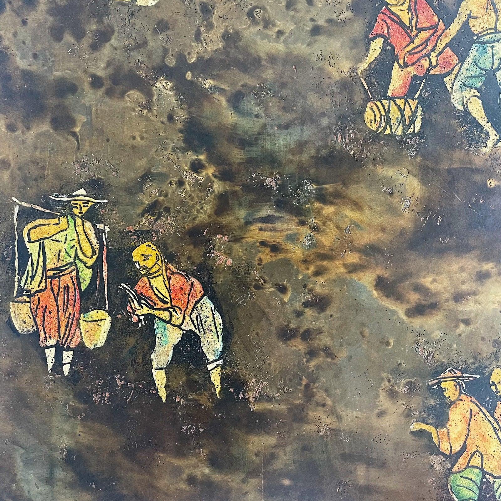 Milieu du XXe siècle « paysans chinois » de Philip et Kelvin LaVerne  Plaque murale bronze en vente