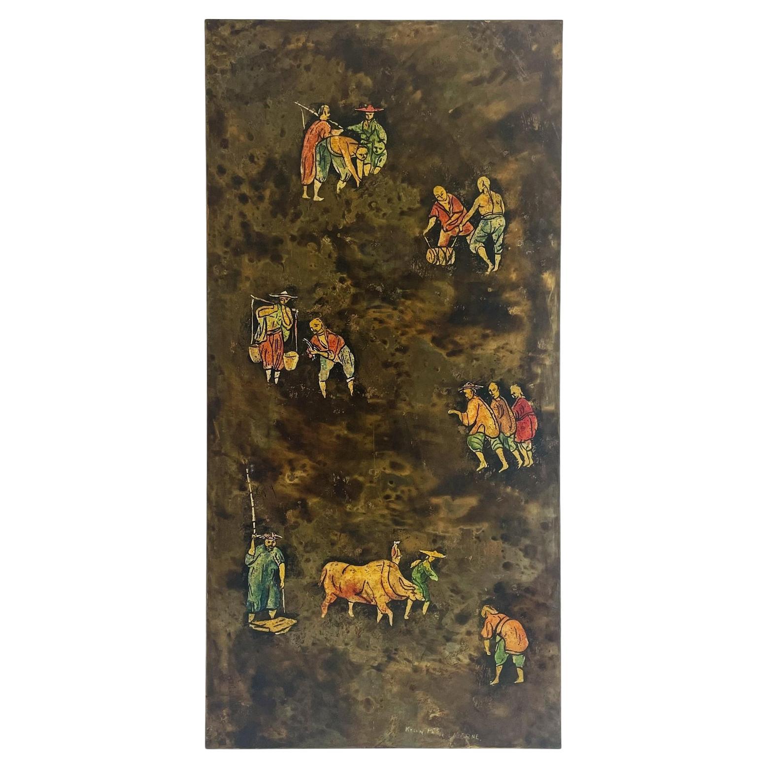 Philip and Kelvin LaVerne "Chinese Peasants"  Bronze Wall Plaque For Sale