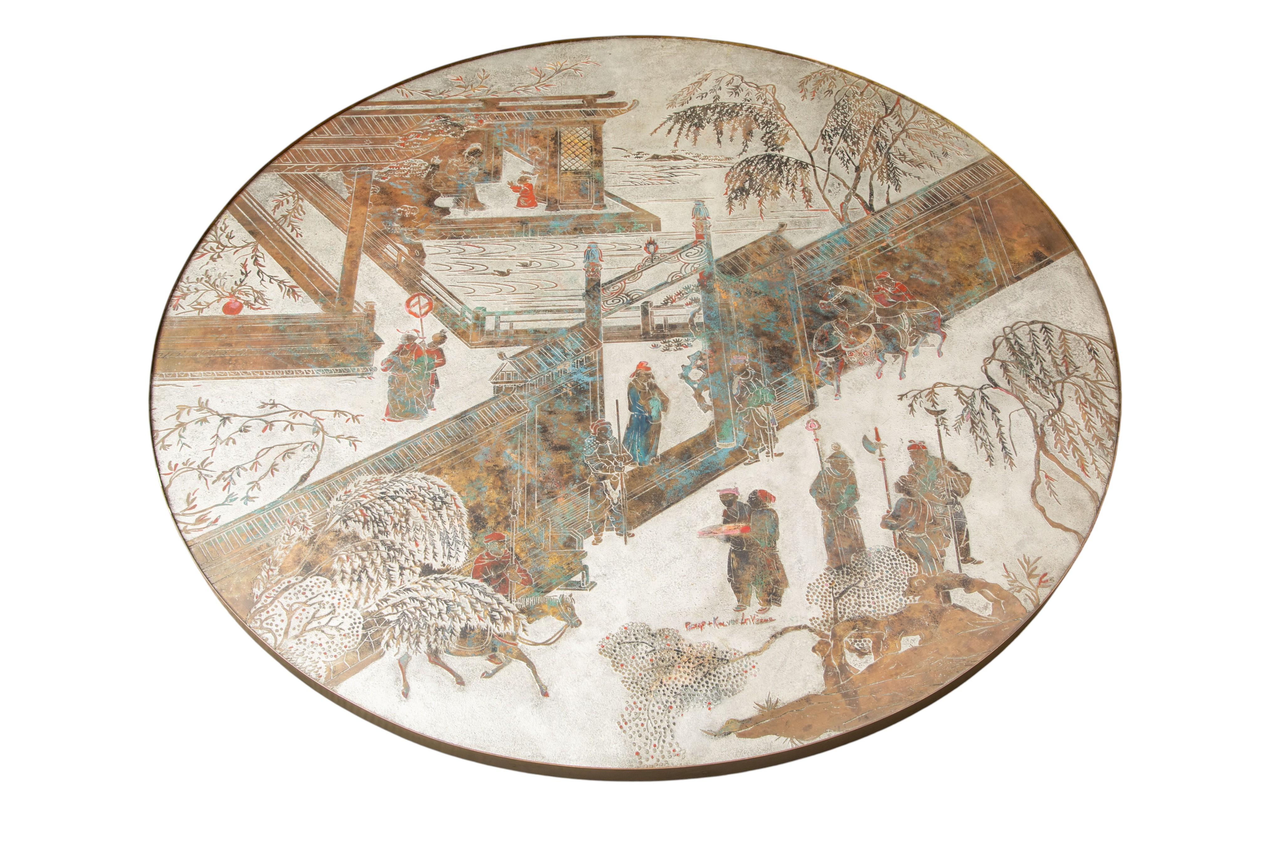Mid-Century Modern Table centrale en Chinoiserie Philip and Kelvin LaVerne, New York, vers les années 1960 en vente