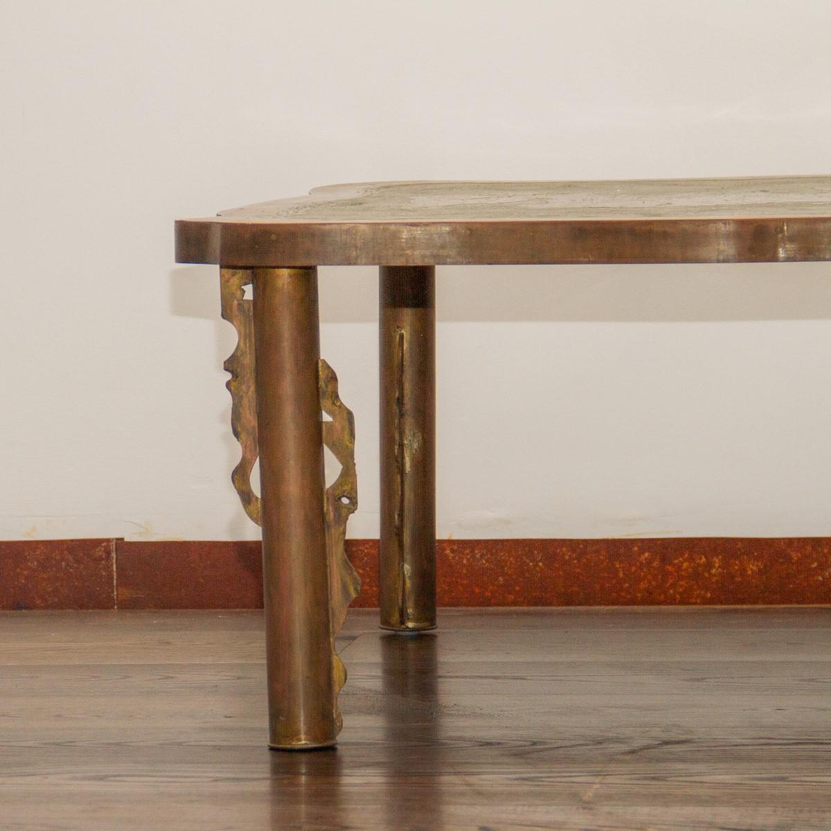 Bronze Philip and Kelvin LaVerne Coffee Table, 1960s