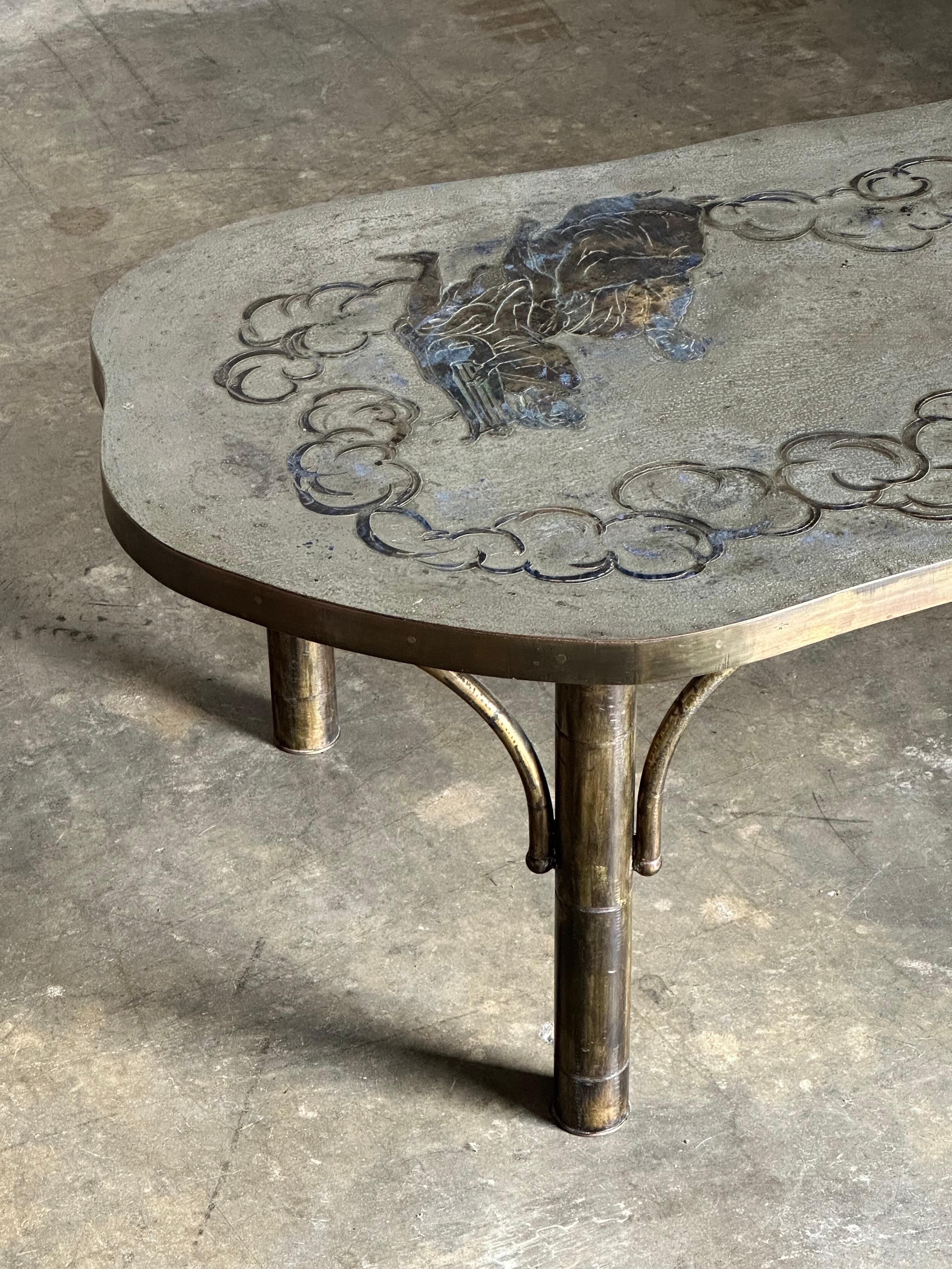 Late 20th Century Philip and Kelvin Laverne Coffee Table in Bronze and Pewter