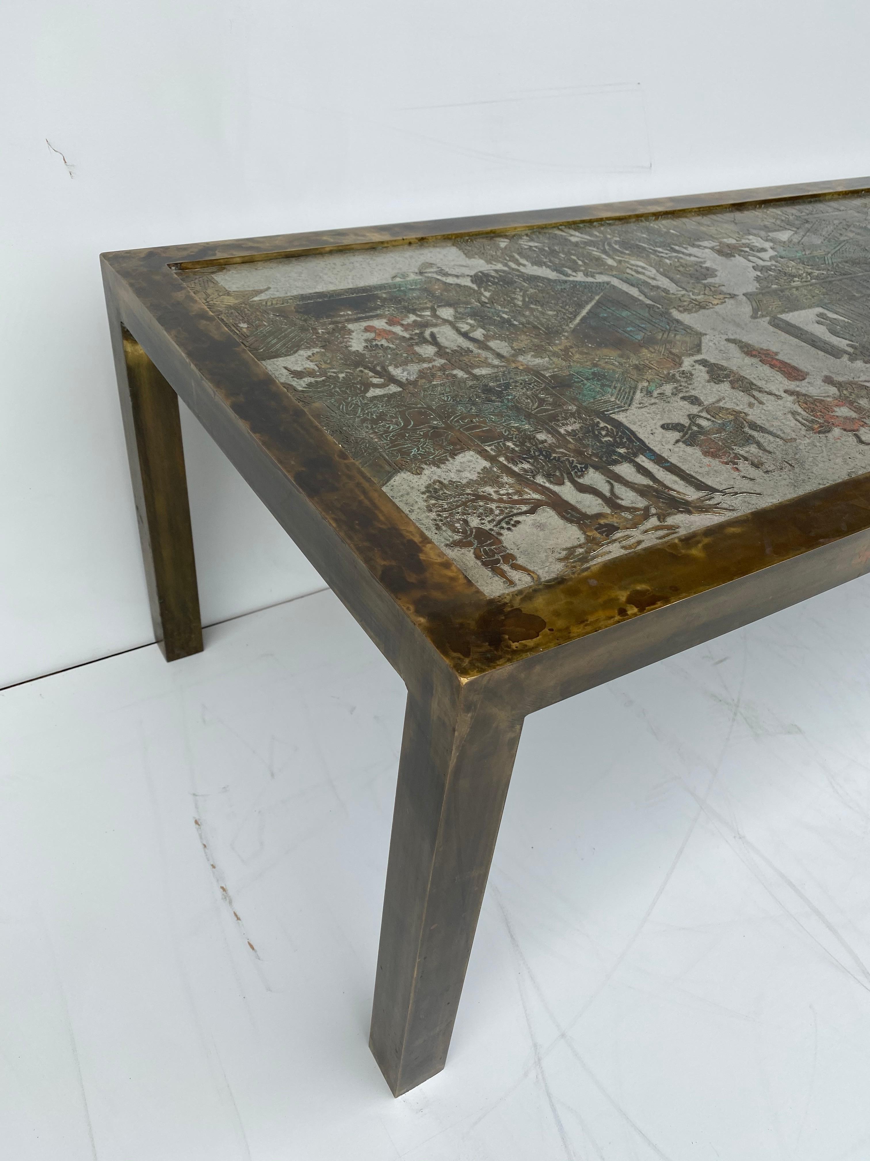Philip and Kelvin LaVerne Coffee Table in Etched Bronze 8