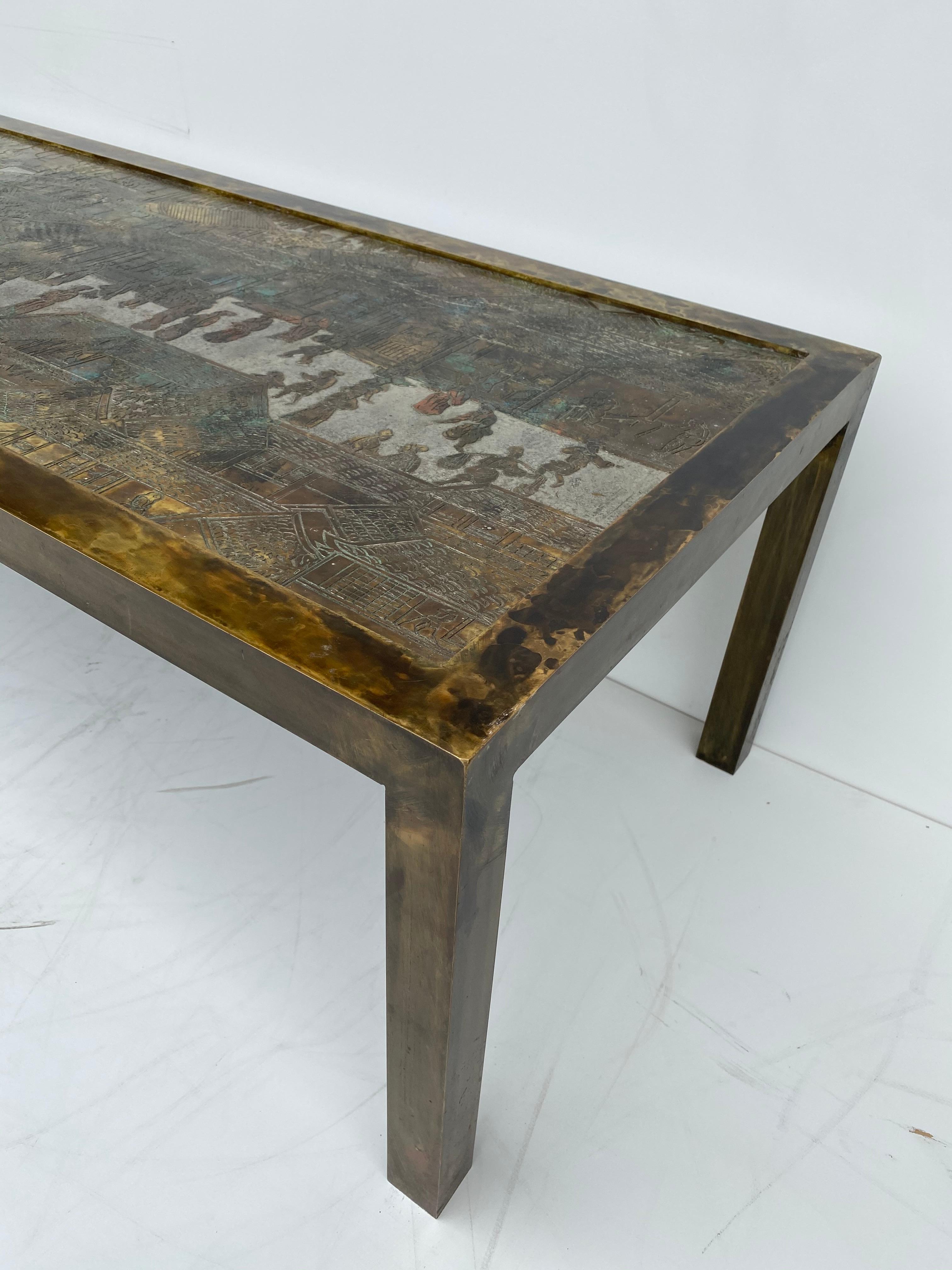 Philip and Kelvin LaVerne Coffee Table in Etched Bronze 9