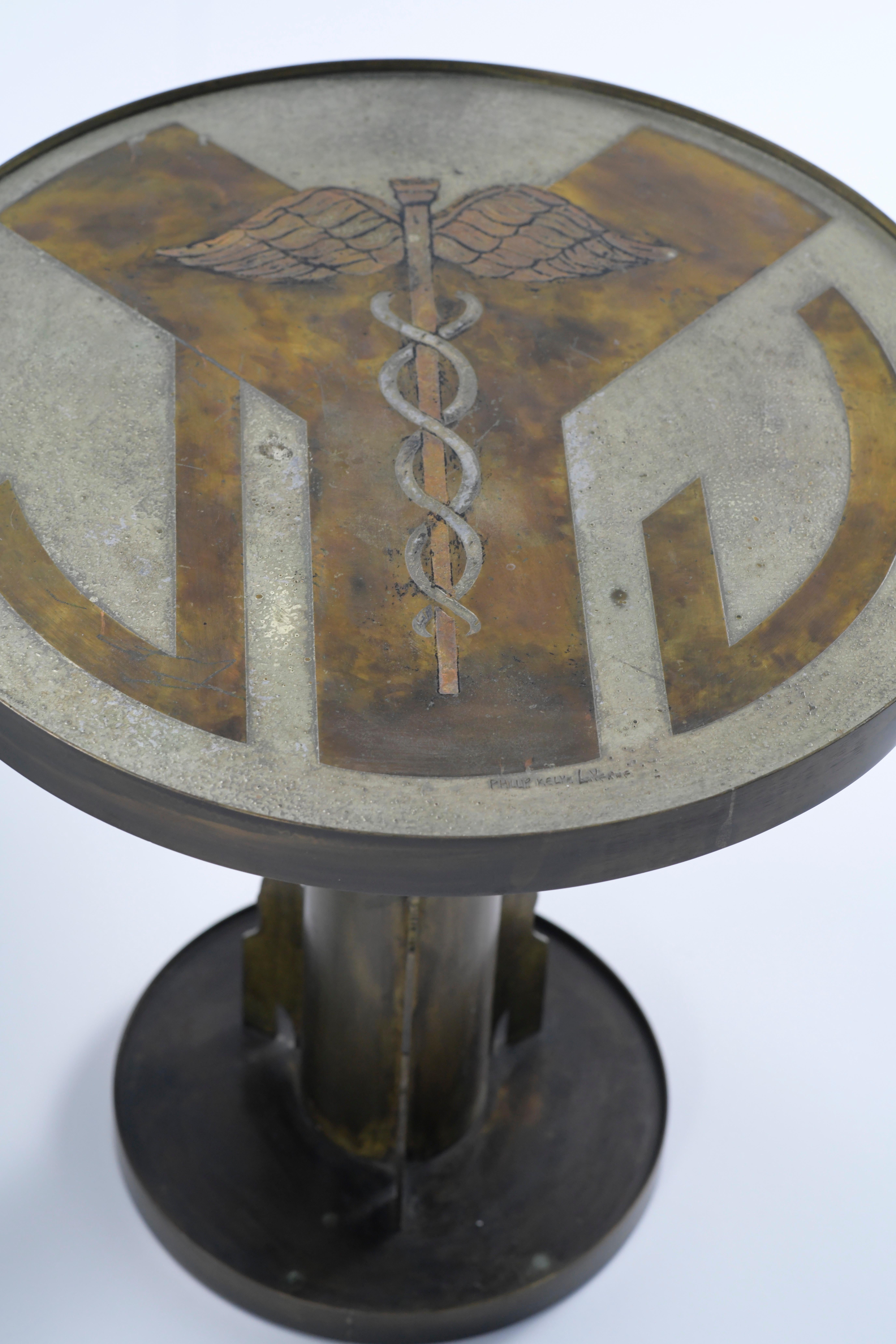 Philip and Kelvin LaVerne Custom Etruscan Caduceus occasional tables  In Good Condition For Sale In Los Angeles, CA