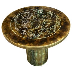 Philip and Kelvin LaVerne Etched and Bronze Side or End Table Mid-Century Modern
