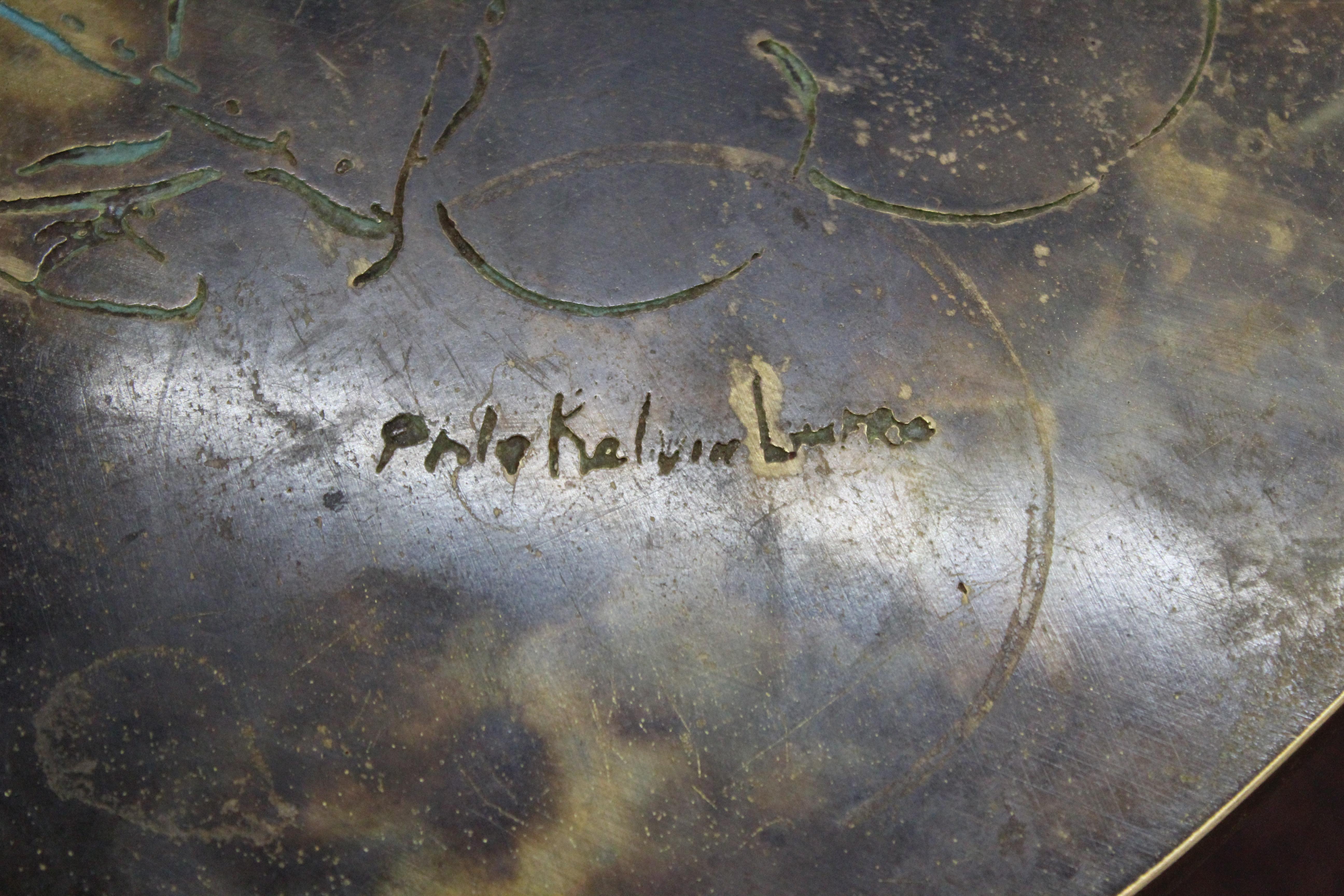 Philip and Kelvin LaVerne Etched Bronze Coffee Table 11