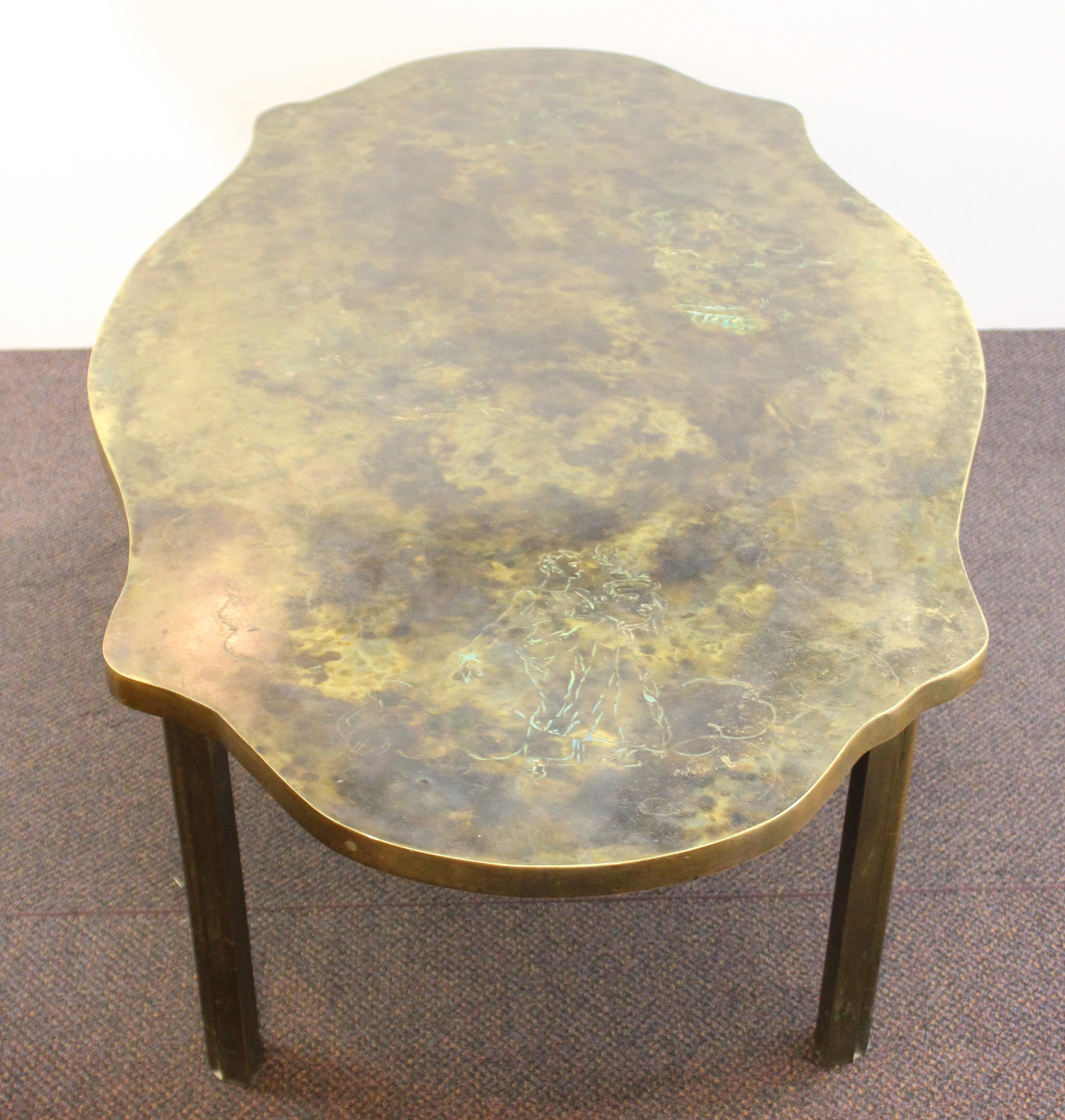 Philip and Kelvin LaVerne Etched Bronze Coffee Table In Good Condition In New York, NY