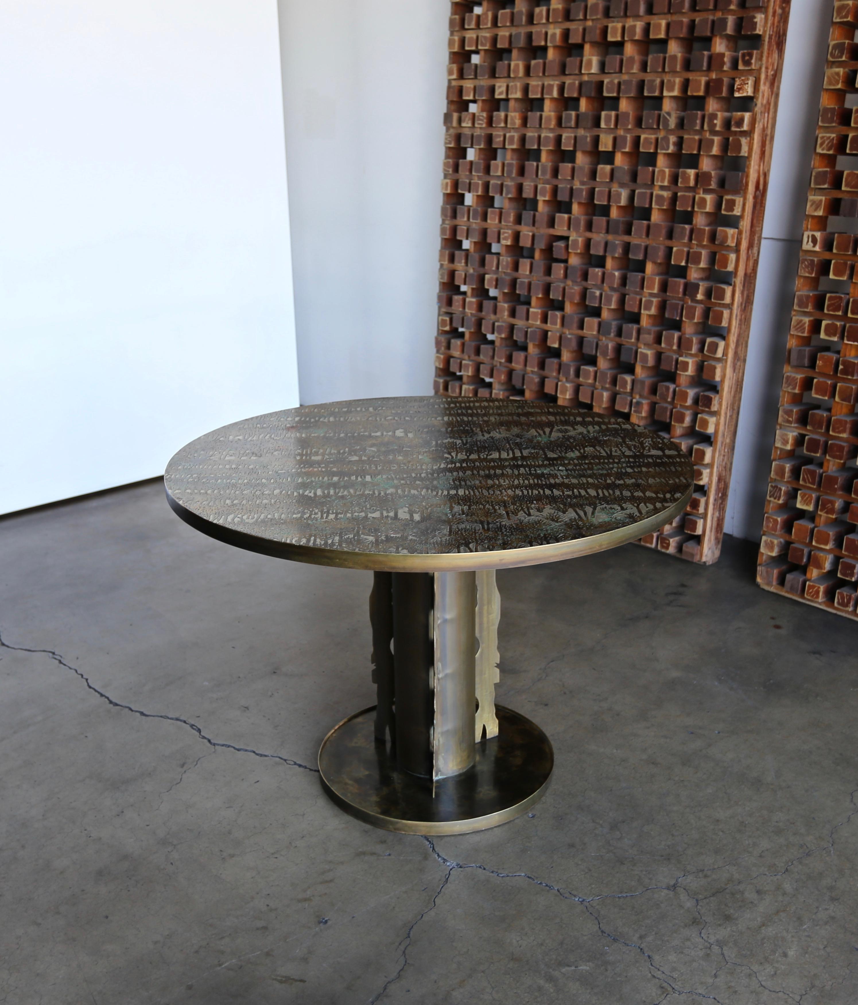 Mid-Century Modern Philip and Kelvin LaVerne Eternal Forest Center Table, circa 1969