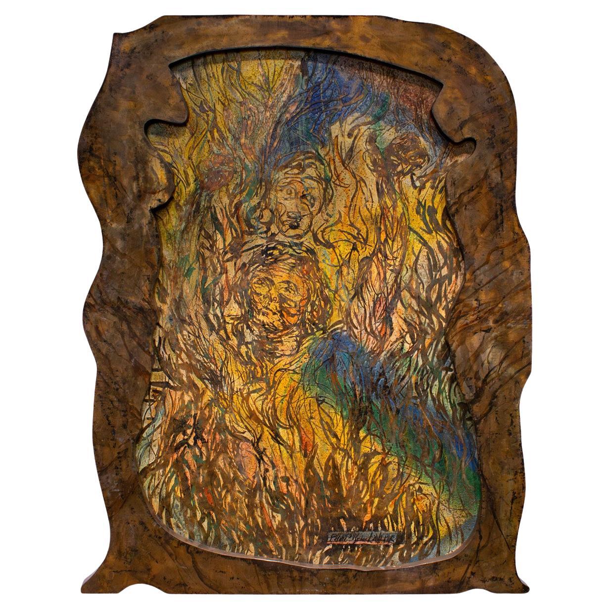Philip and Kelvin LaVerne Exceptional Bronze Painting "Passion" 1960s (Signed)