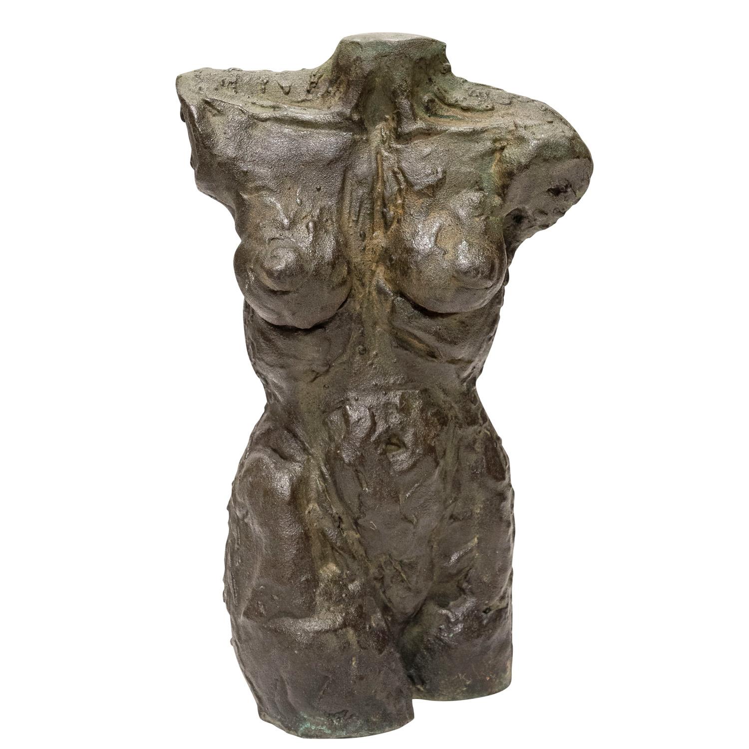 Original unique Impressionist female torso sculpture in patinated bronze by Philip & Kelvin LaVerne, American ca. 1970 (signed 