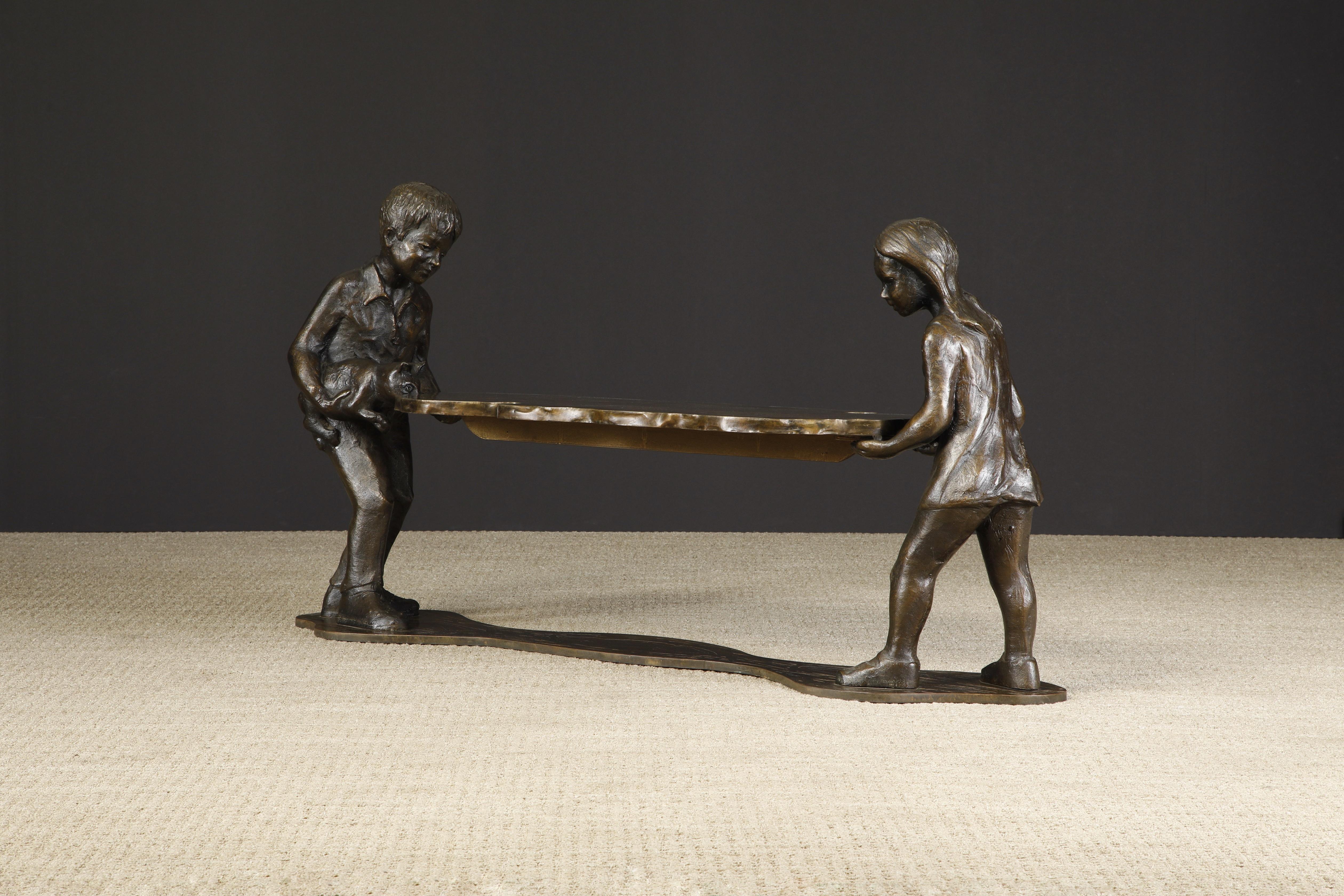 Mid-20th Century Philip and Kelvin LaVerne 'Generation' Bronze Sculpture Table, c. 1964, Signed For Sale