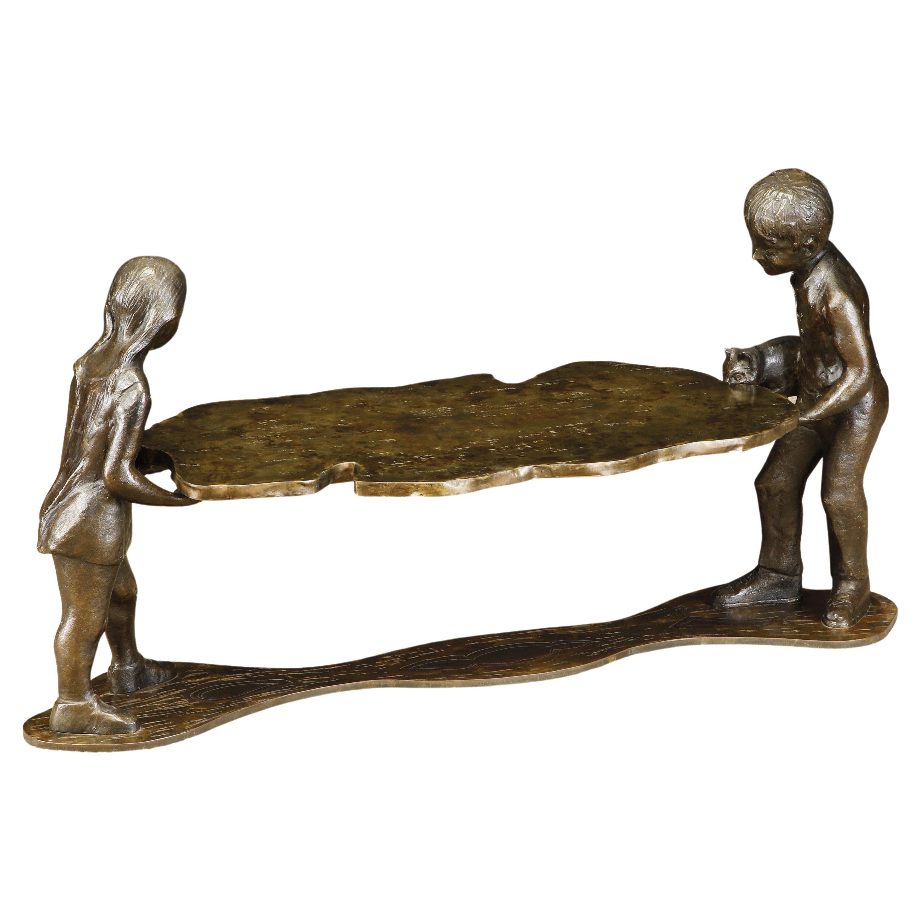Philip und Kelvin LaVerne, „Generation“, Bronze-Skulpturtisch, um 1964, signiert