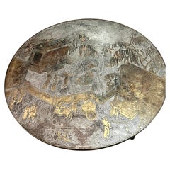 Philip and Kelvin Laverne Hand Crafted "Chan" Coffee Table on Faux Bamboo Legs