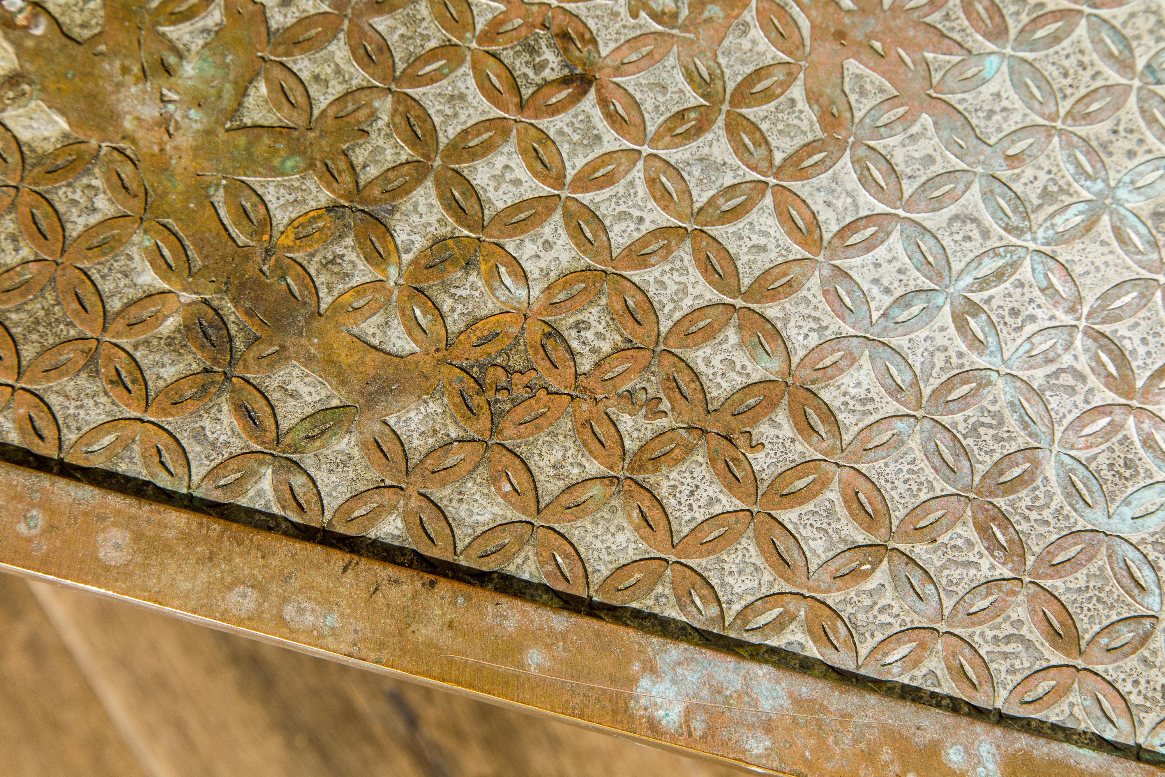 Philip and Kelvin LaVerne 'Kuan Su' Bronze and Pewter Side Table, Signed, 1960s 3