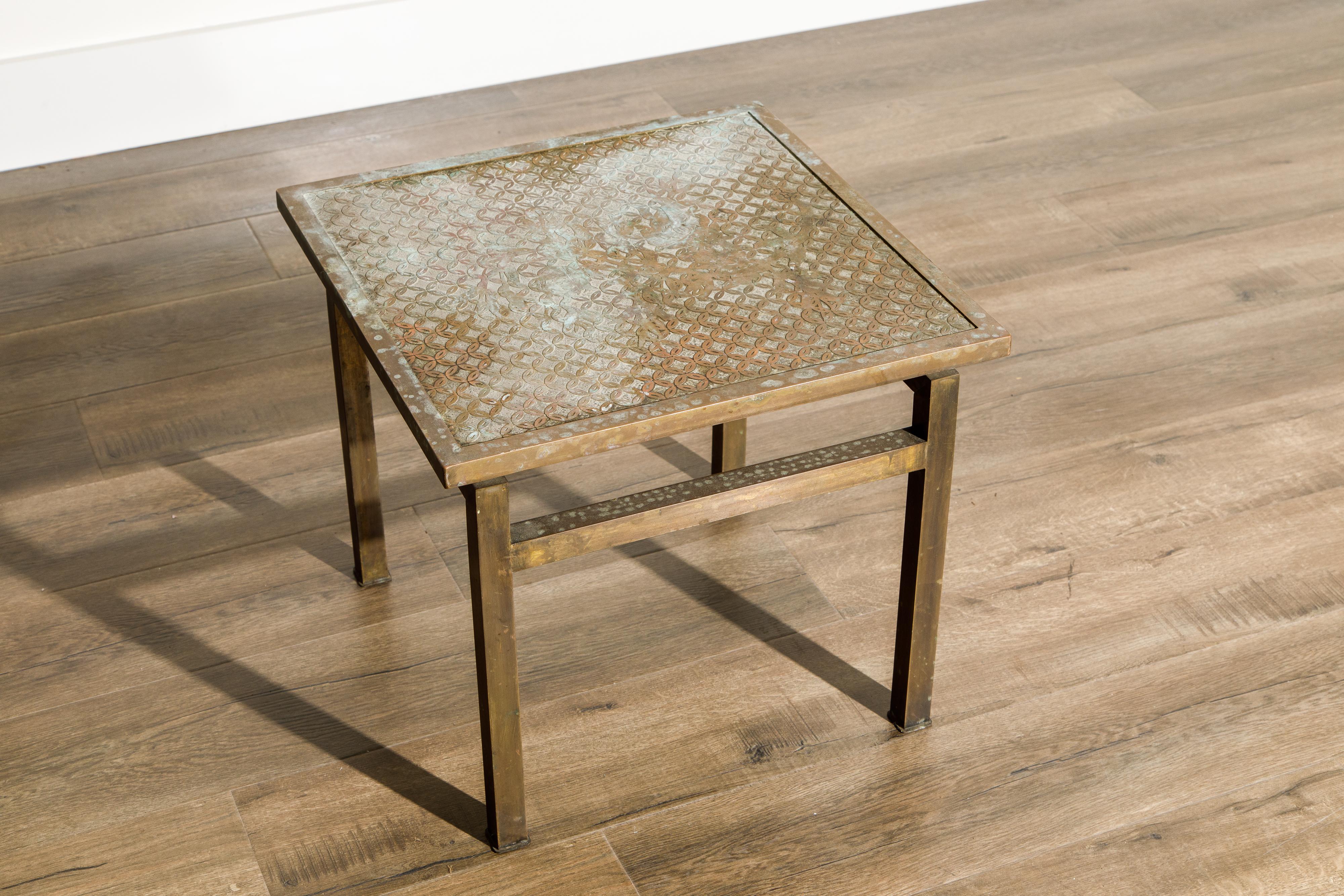 Philip and Kelvin LaVerne 'Kuan Su' Bronze and Pewter Side Table, Signed, 1960s 7