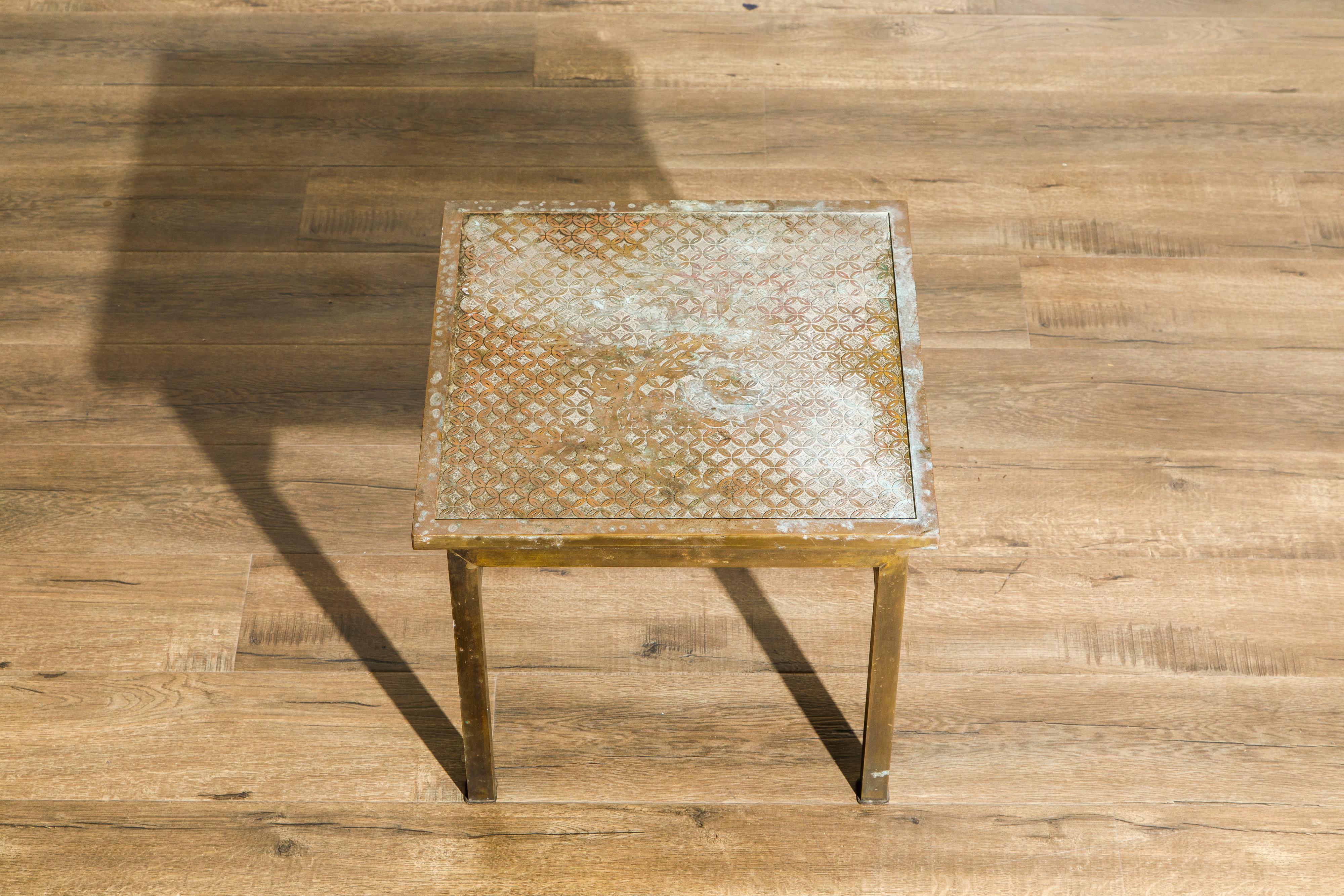 Philip and Kelvin LaVerne 'Kuan Su' Bronze and Pewter Side Table, Signed, 1960s 8