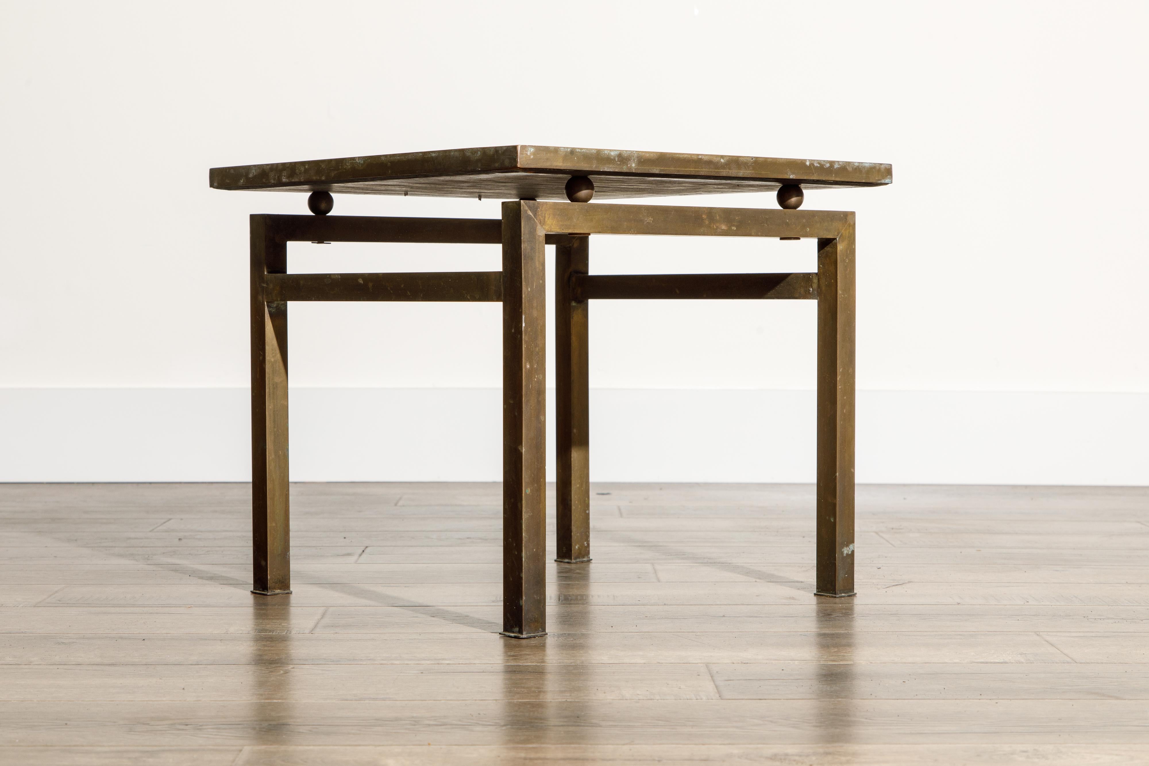 Philip and Kelvin LaVerne 'Kuan Su' Bronze and Pewter Side Table, Signed, 1960s 11