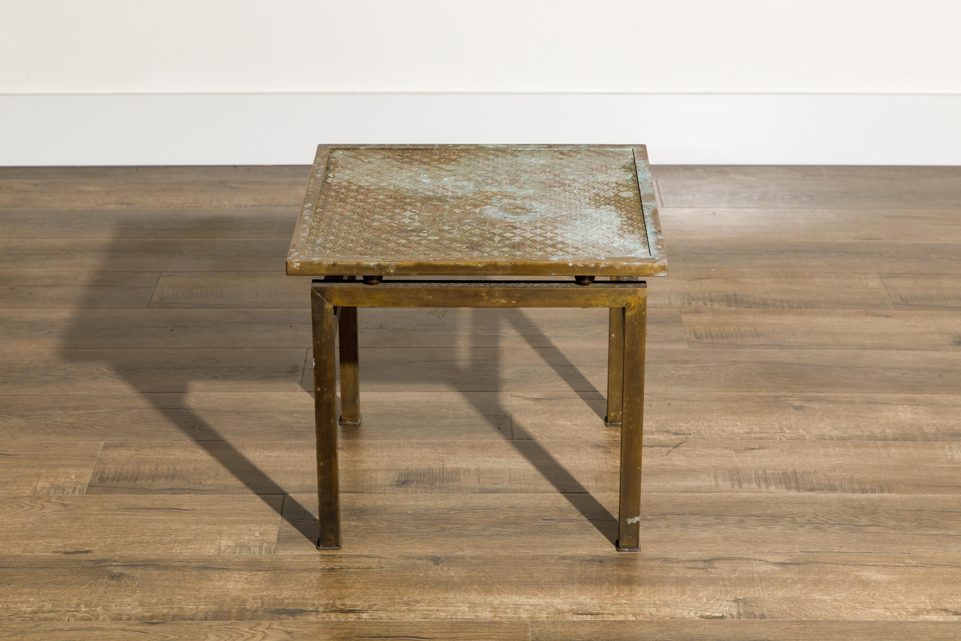 Philip and Kelvin LaVerne 'Kuan Su' Bronze and Pewter Side Table, Signed, 1960s 1