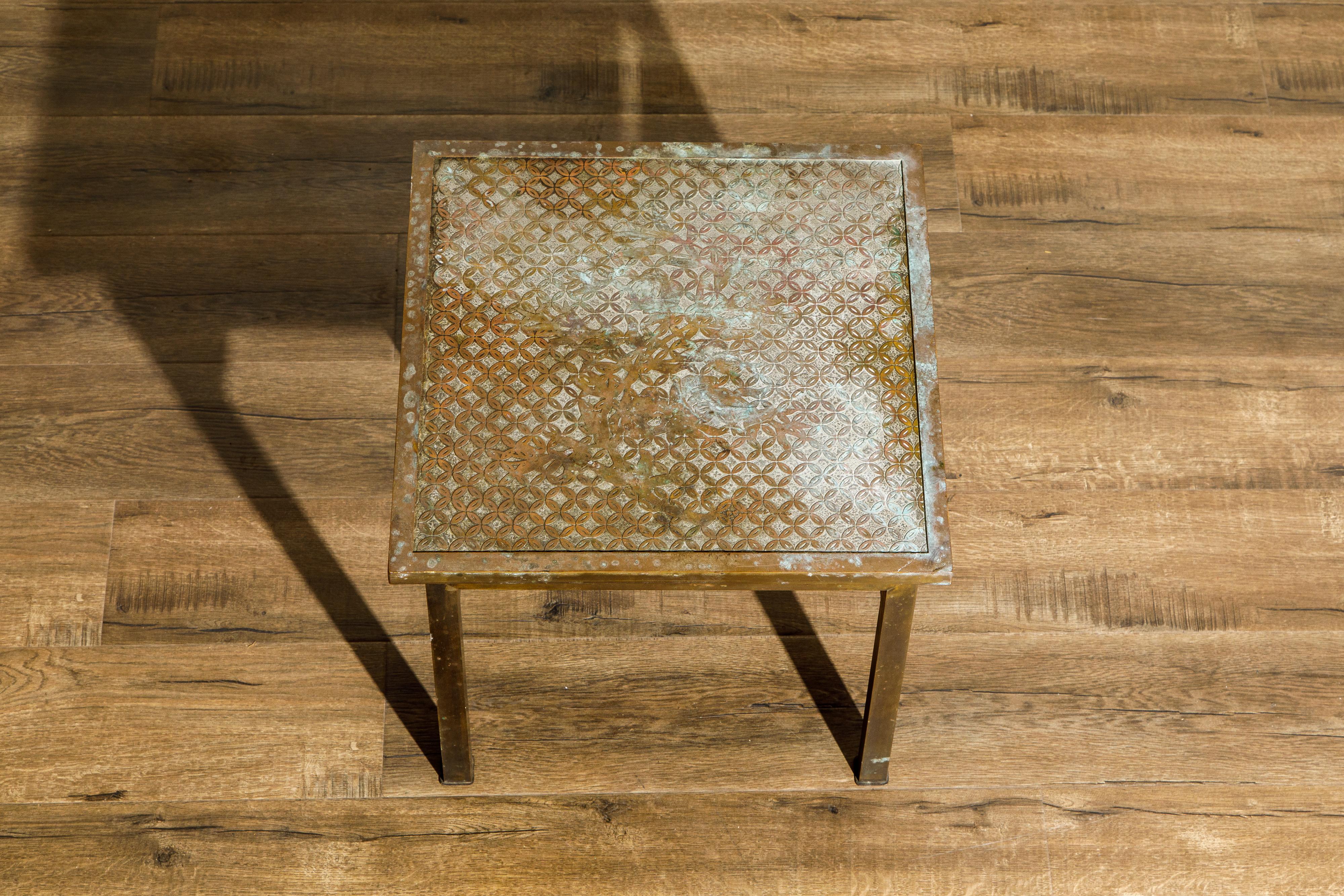 Philip and Kelvin LaVerne 'Kuan Su' Bronze and Pewter Side Table, Signed, 1960s 2